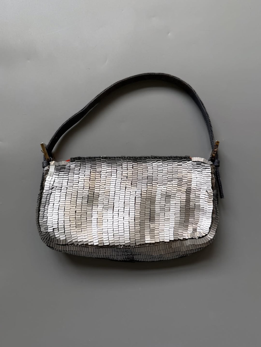 Fendi Silver Sequins Baguette