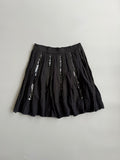 Black Pleated Sequin Skirt