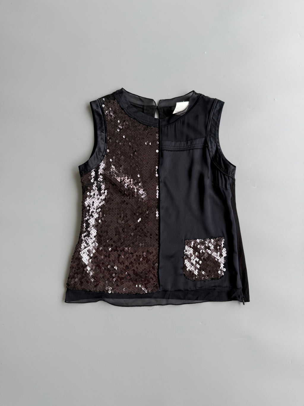Mixed Material Sequin Vest