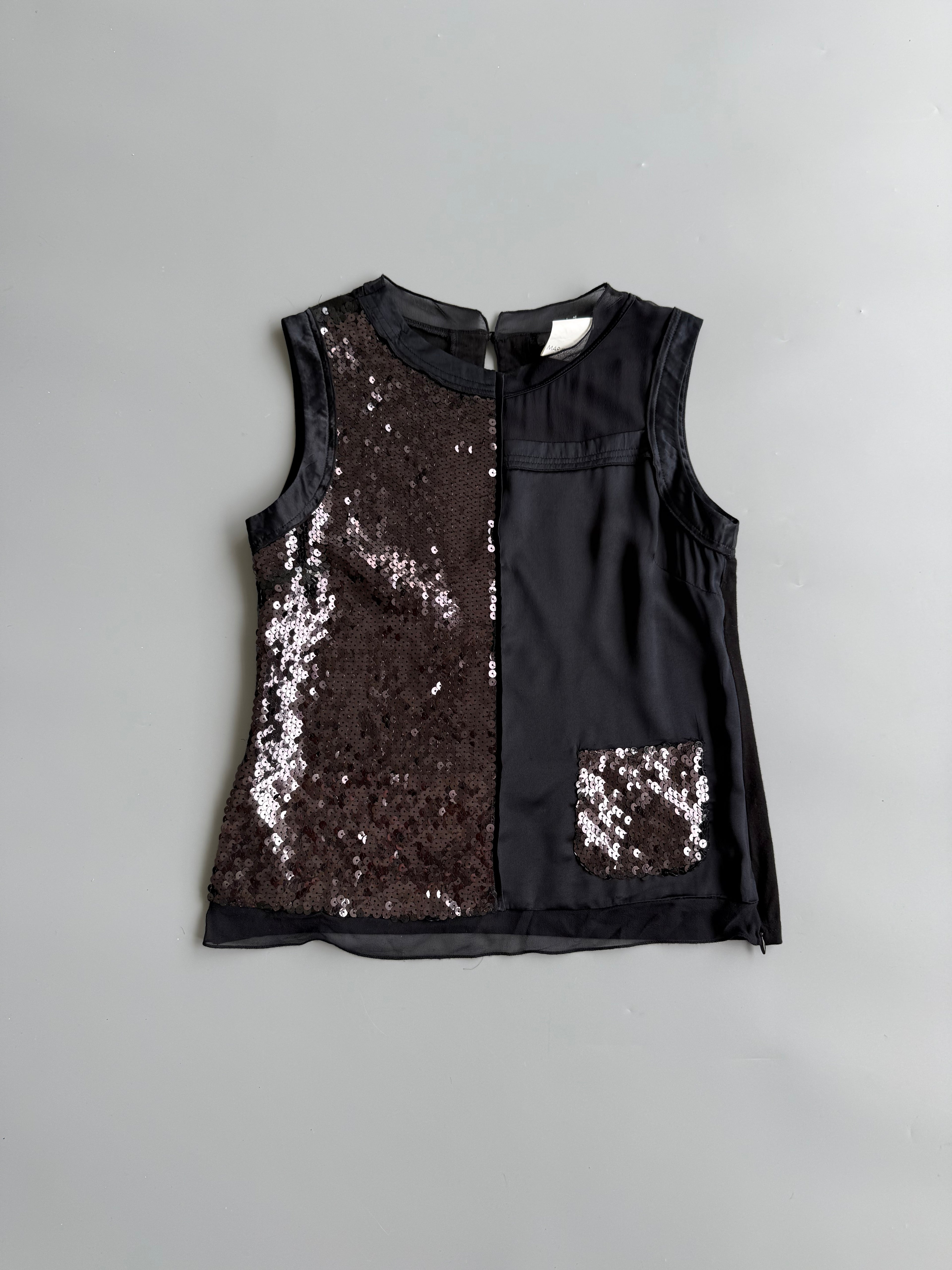 Mixed Material Sequin Vest