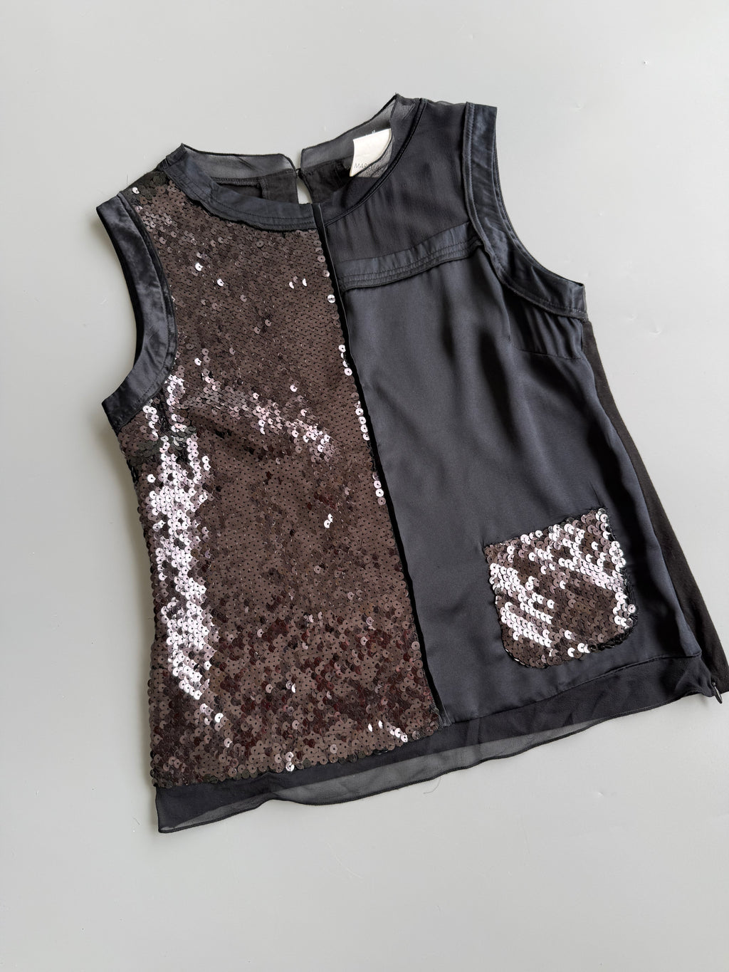 Mixed Material Sequin Vest