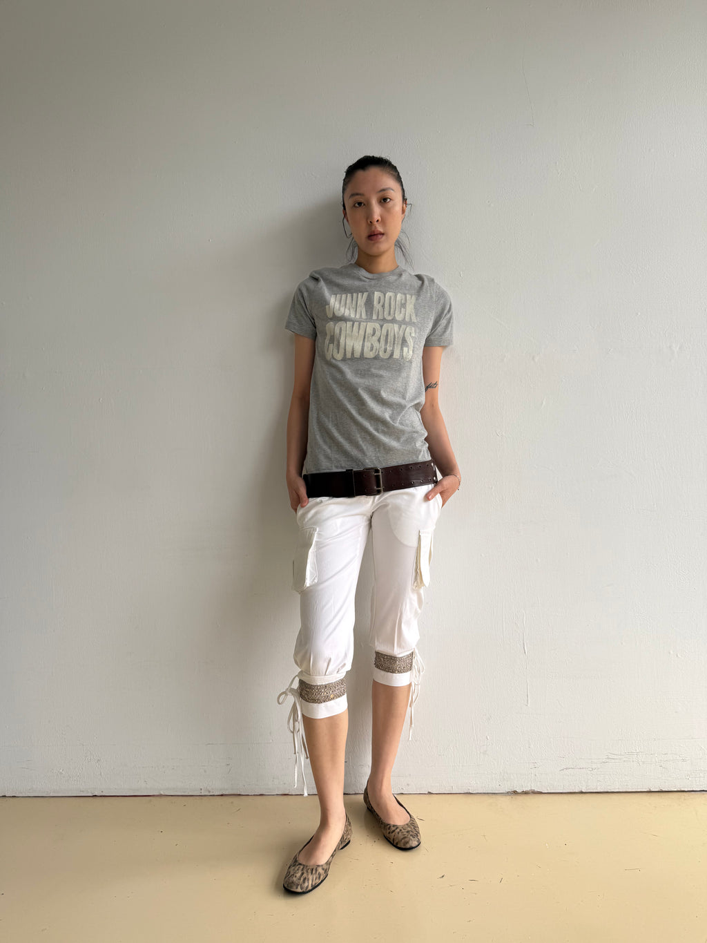 White Sequin Capri Pants
