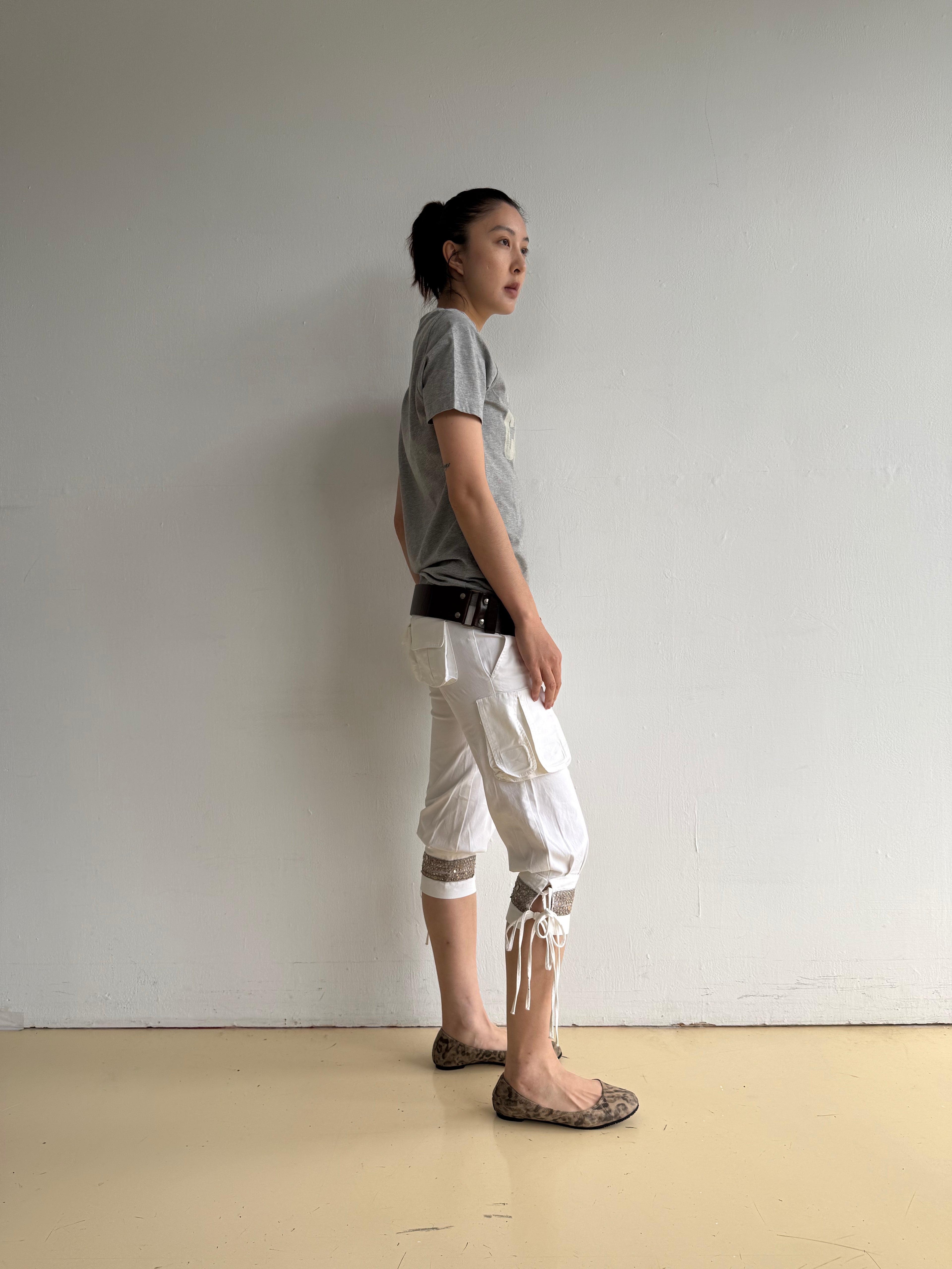 White Sequin Capri Pants