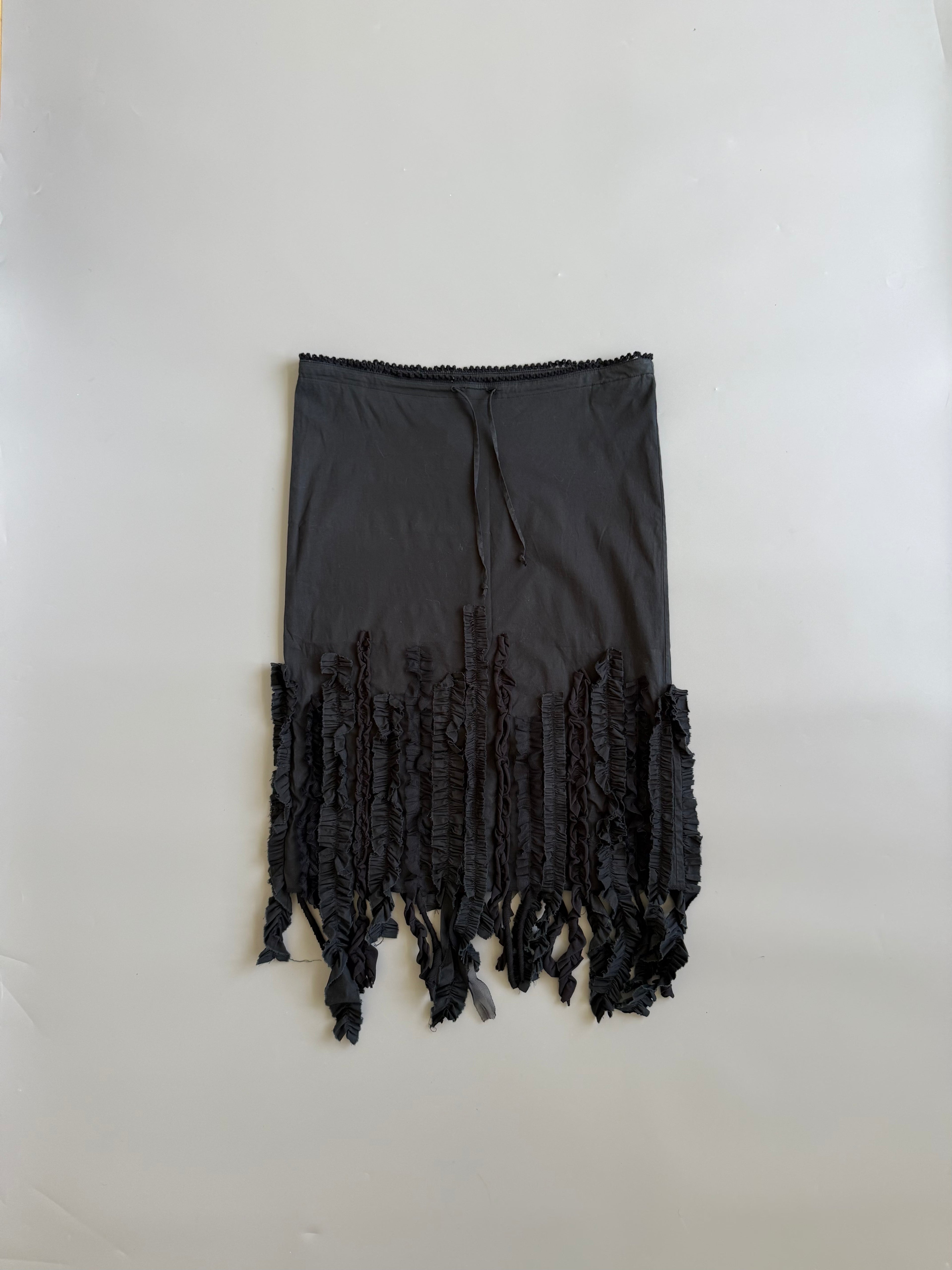 Black Cotton Tassel Skirt