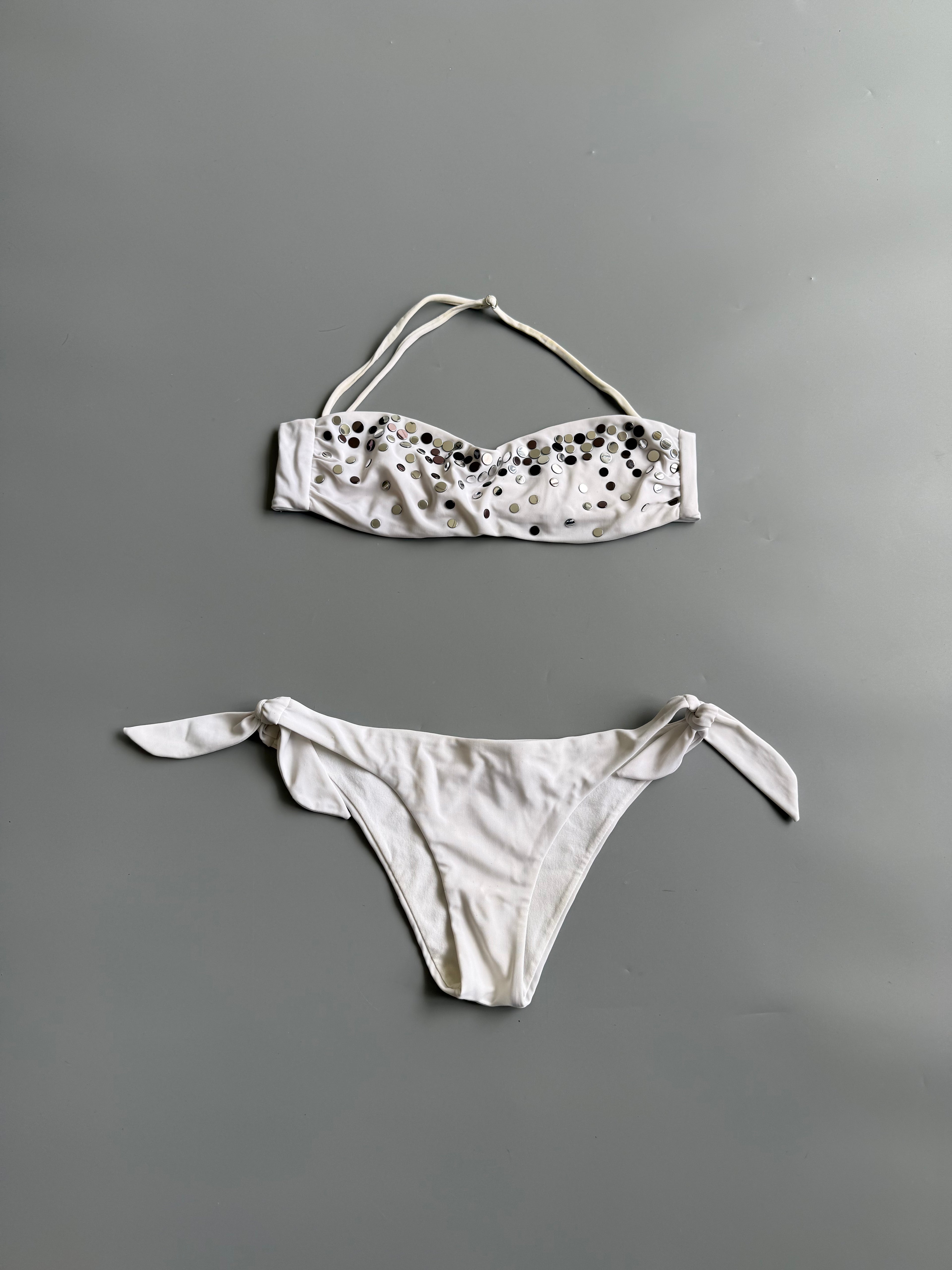 White Studded Bikini Set