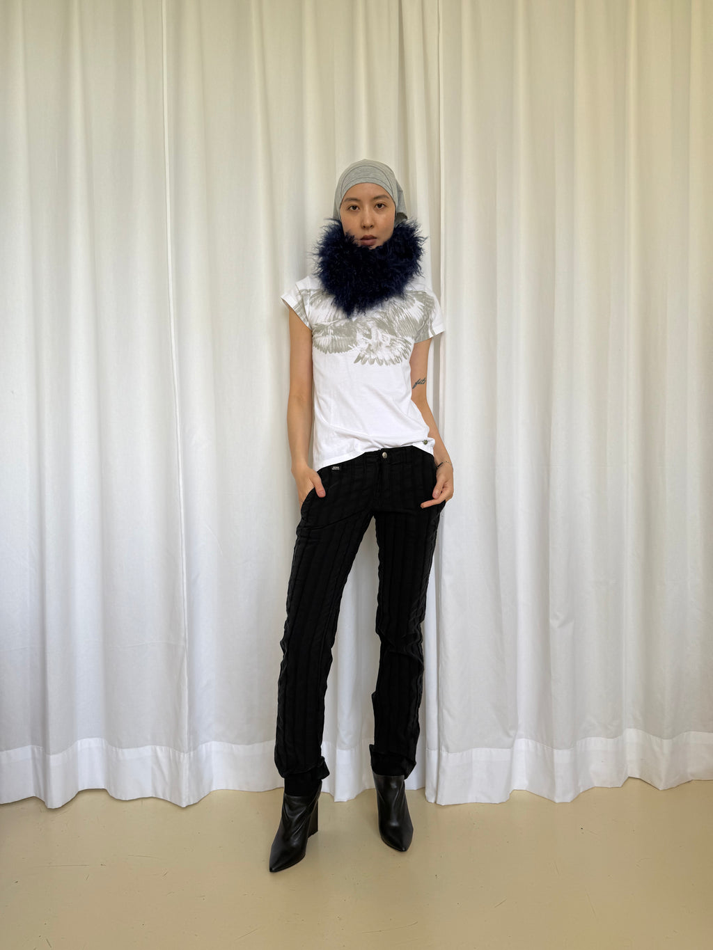 Blue Lamb Fur Scarf