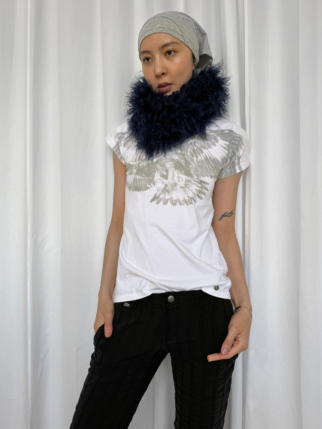Blue Lamb Fur Scarf