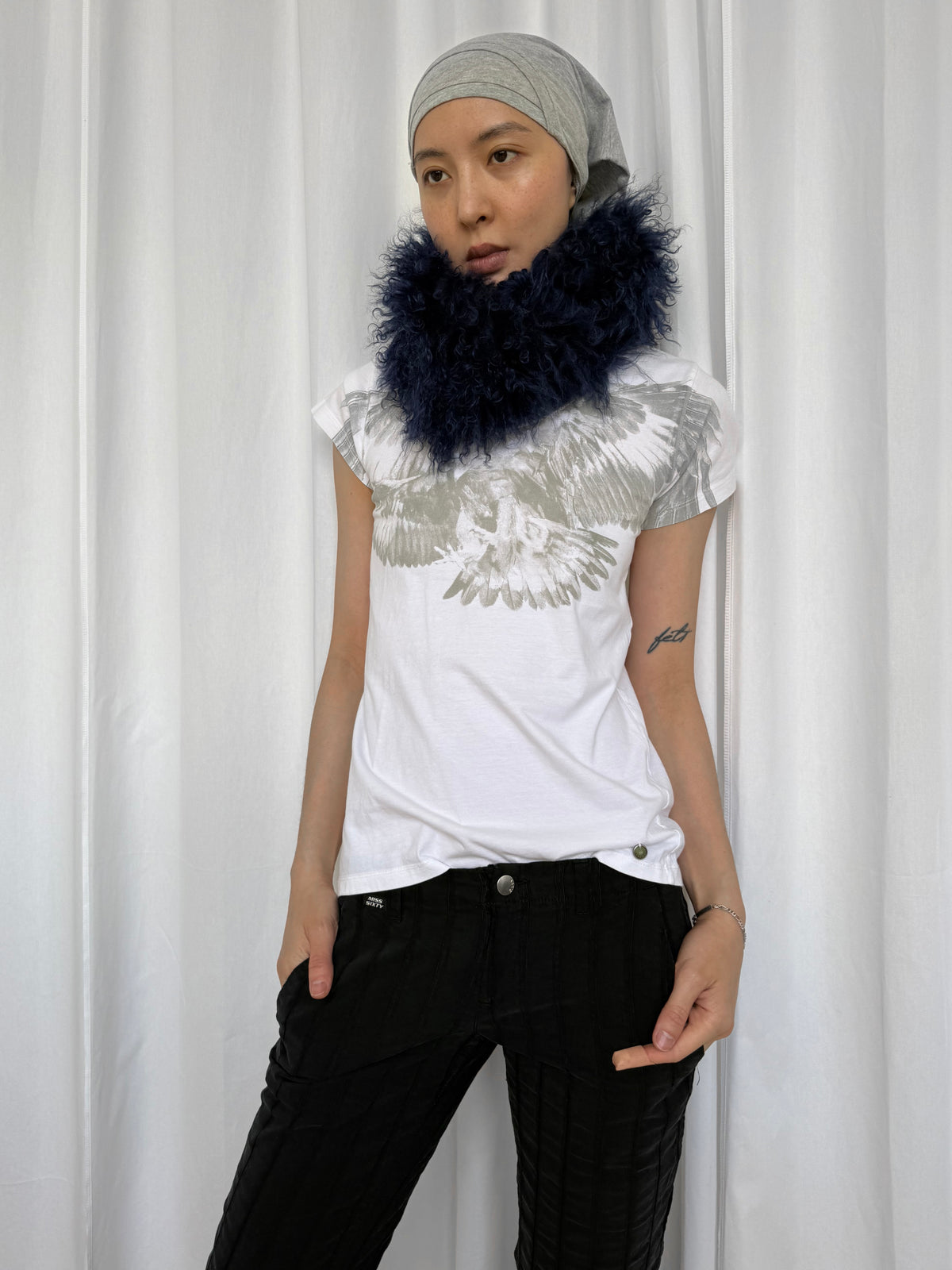 Blue Lamb Fur Scarf