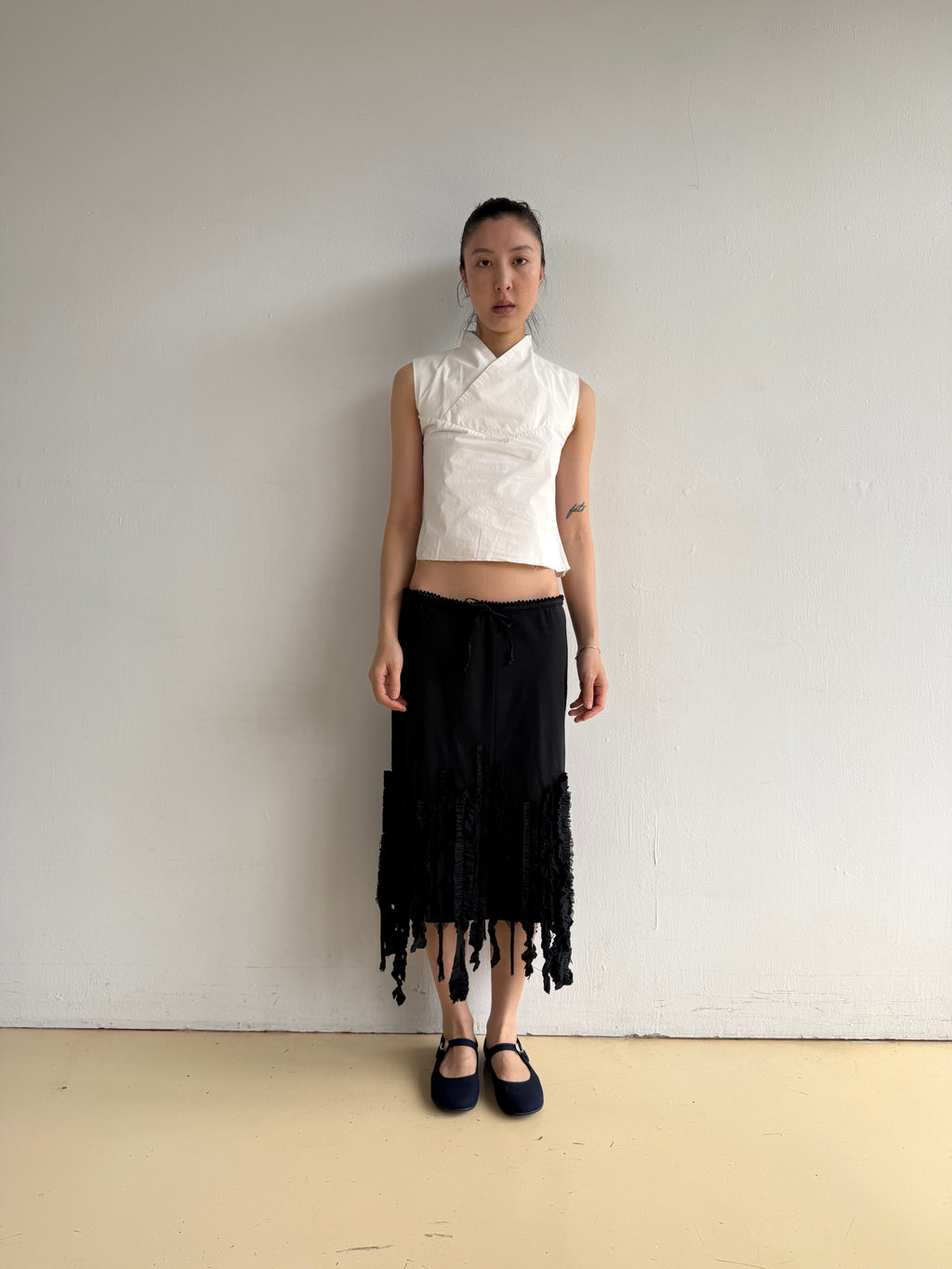 Black Cotton Tassel Skirt