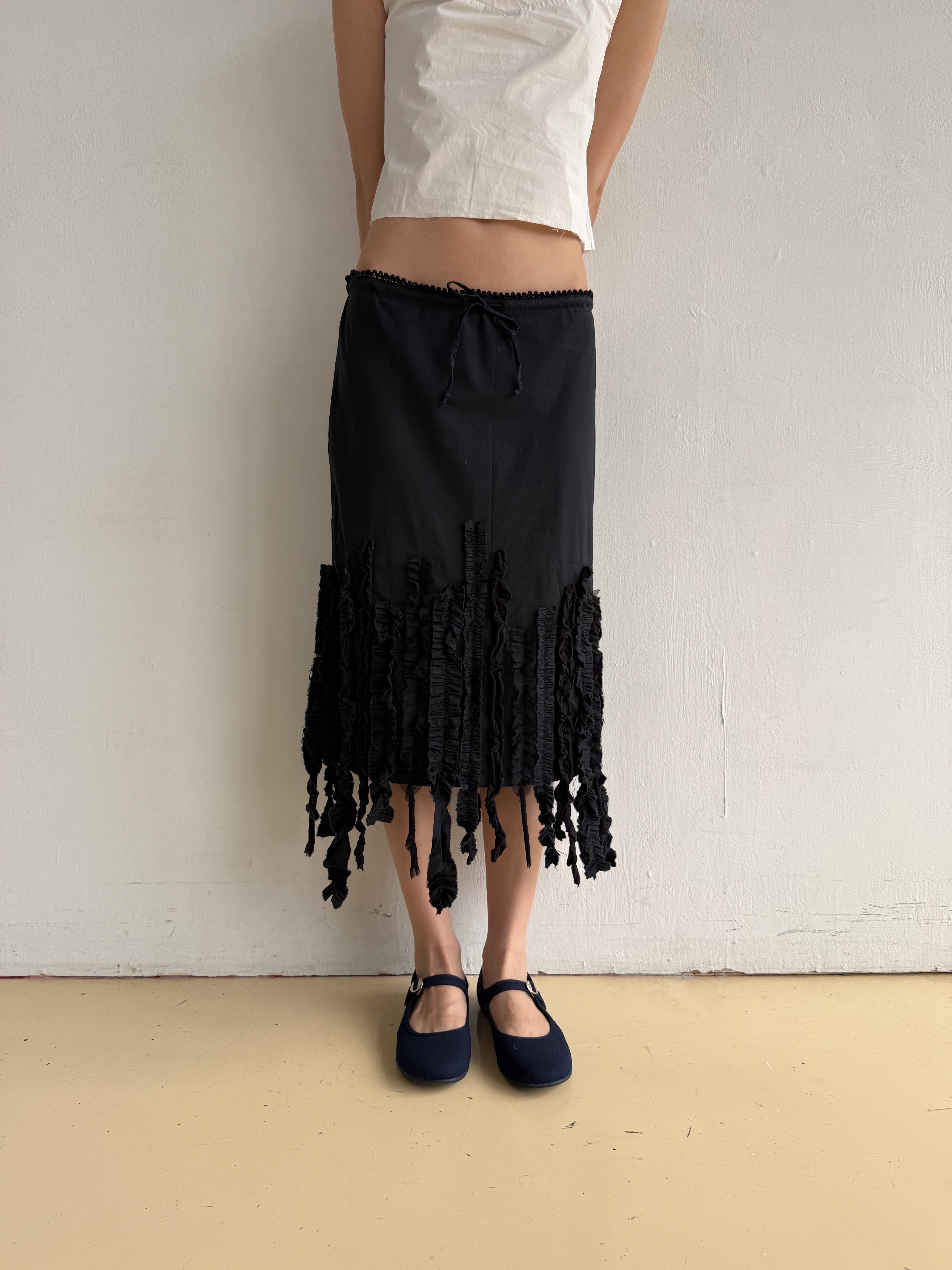 Black Cotton Tassel Skirt