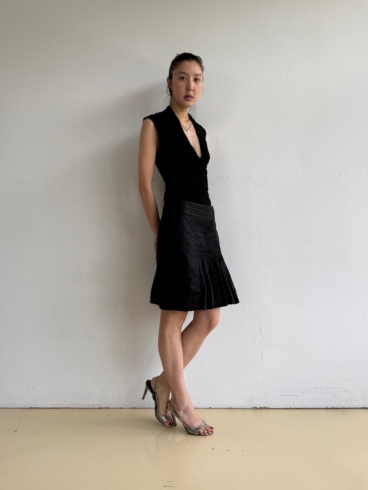 Black Cowl Neck Top