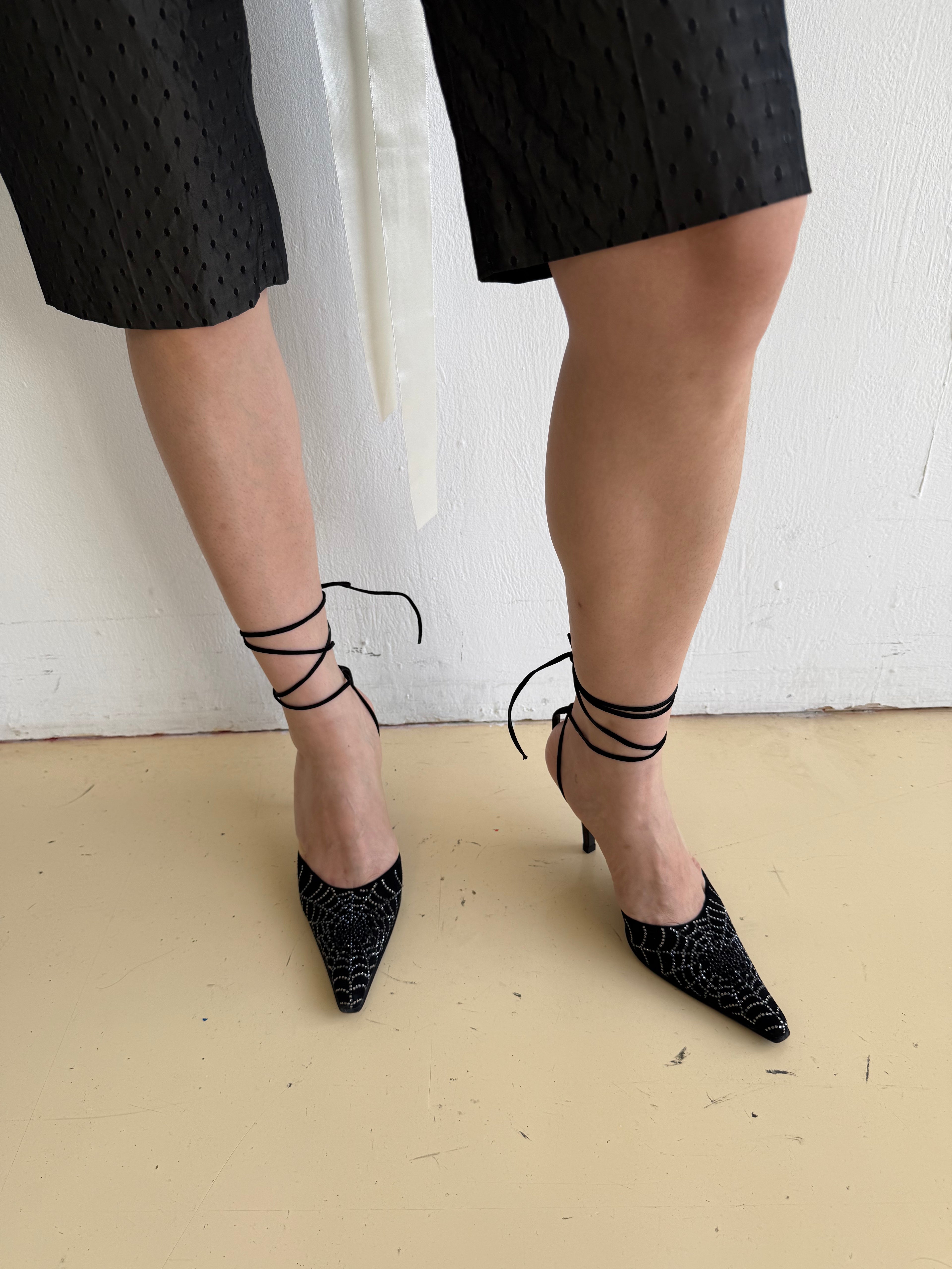 Black Rhinestone Spider Heels