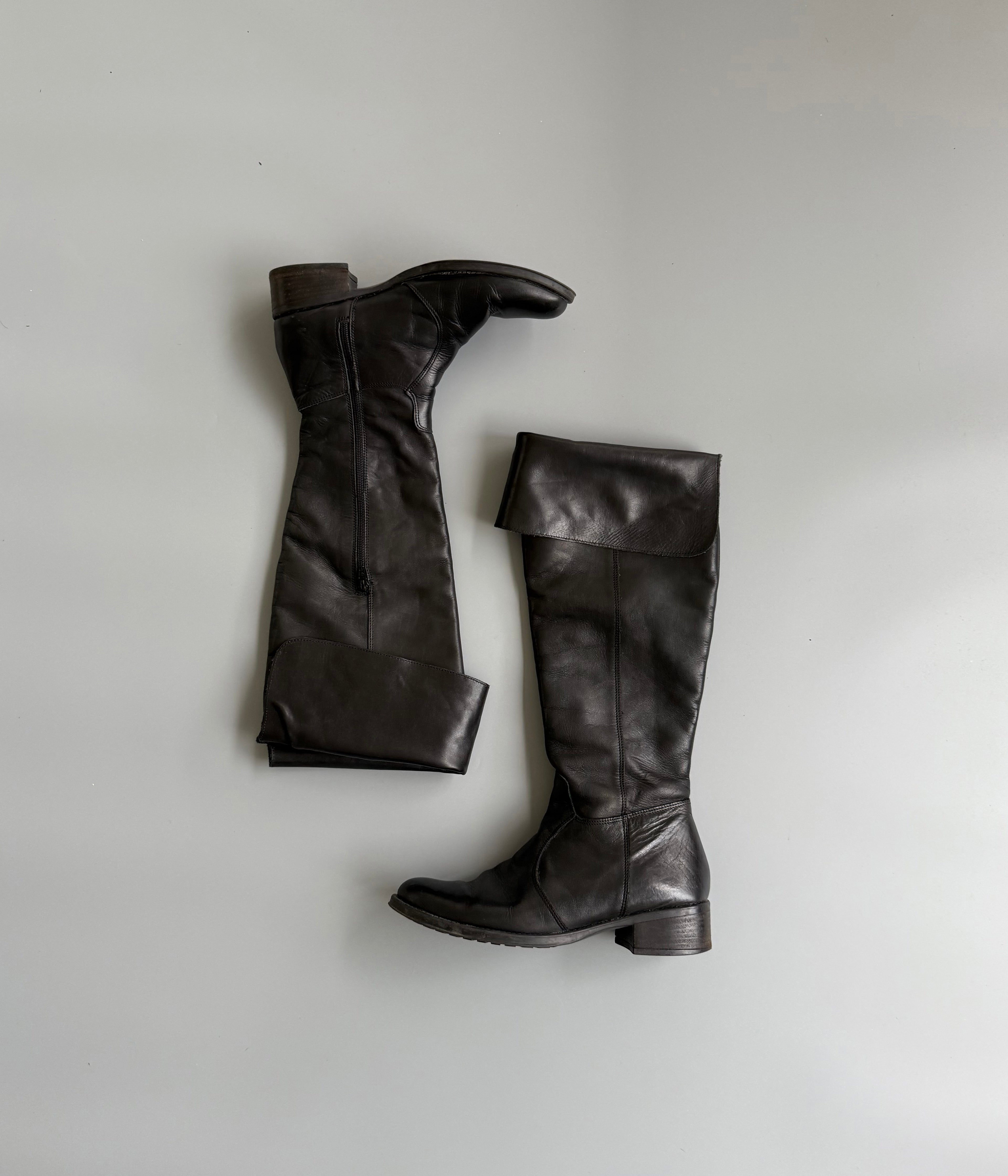 Leather biker boots