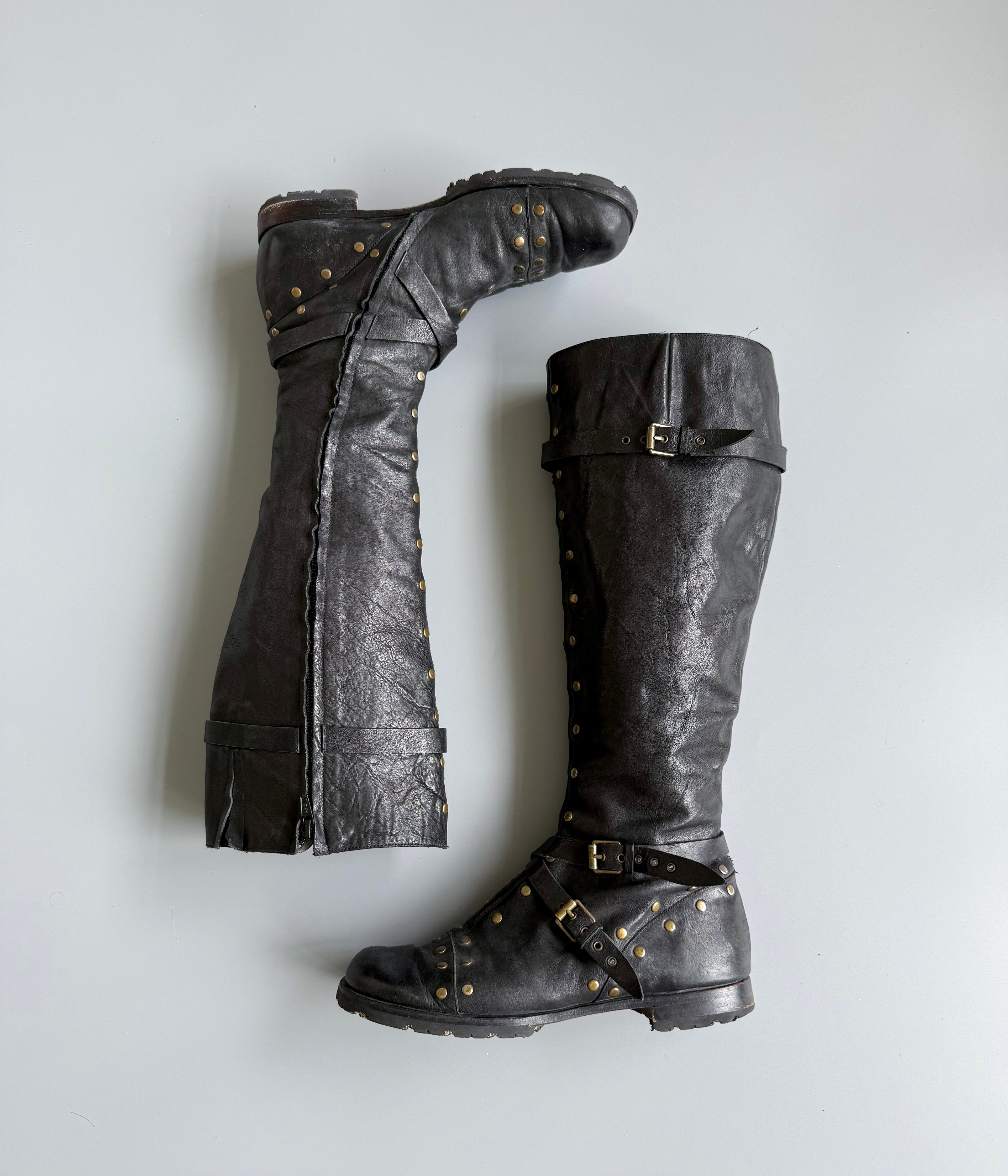 Studs Leather Boots