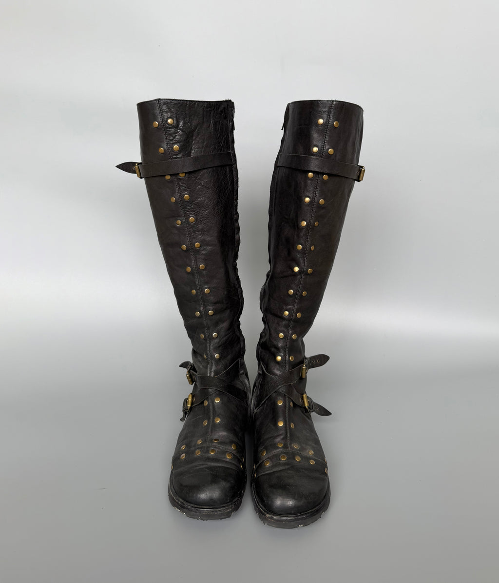 Studs Leather Boots