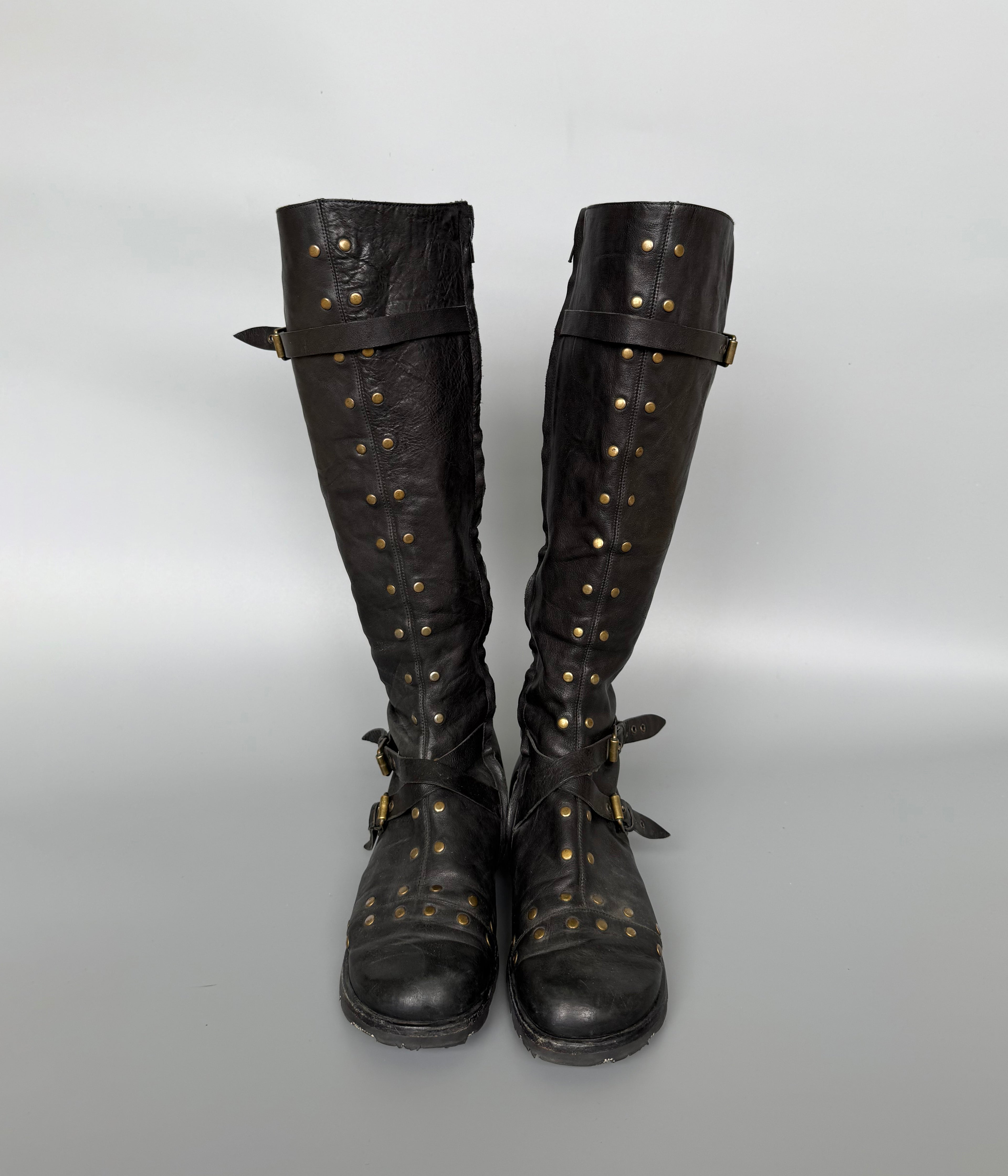 Studs Leather Boots