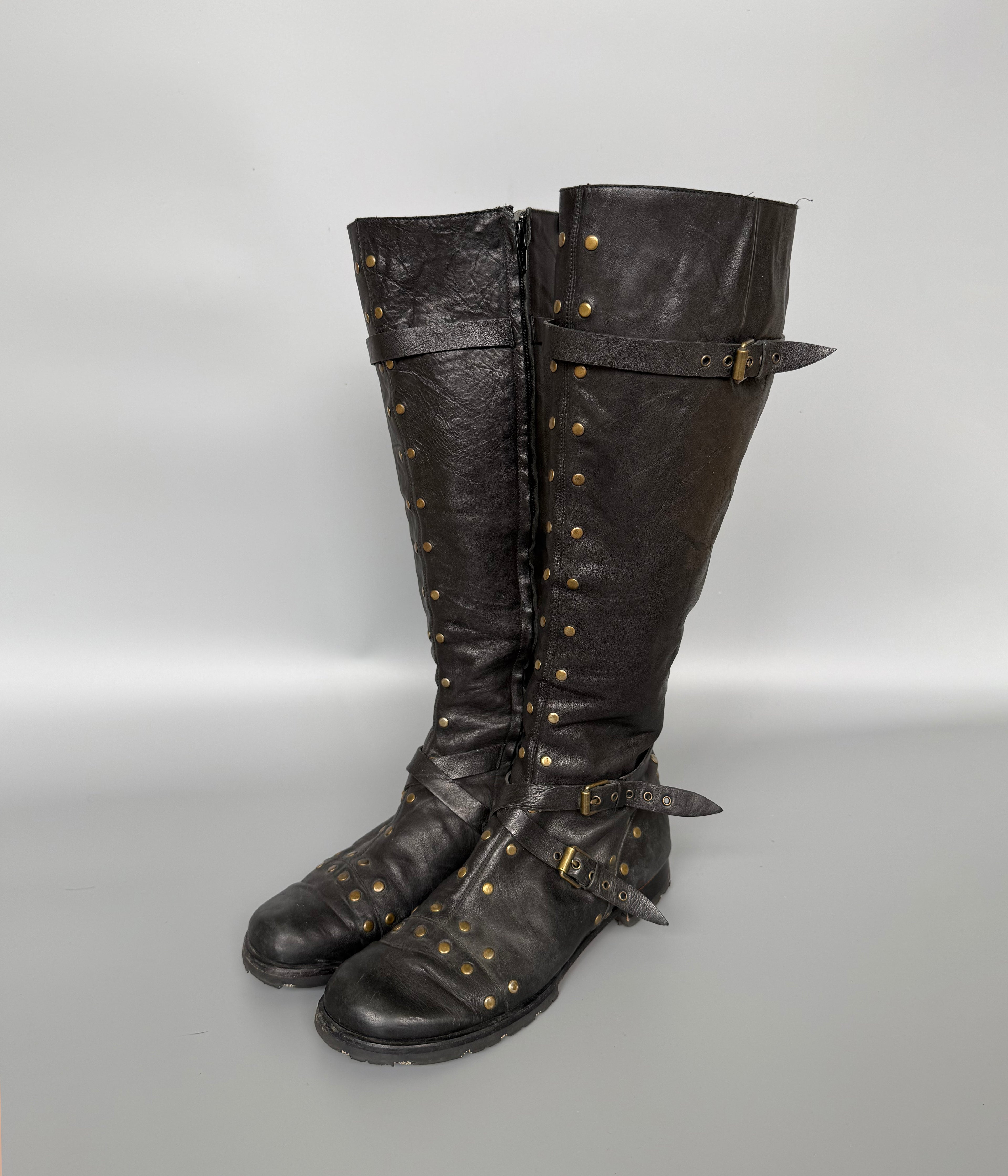Studs Leather Boots