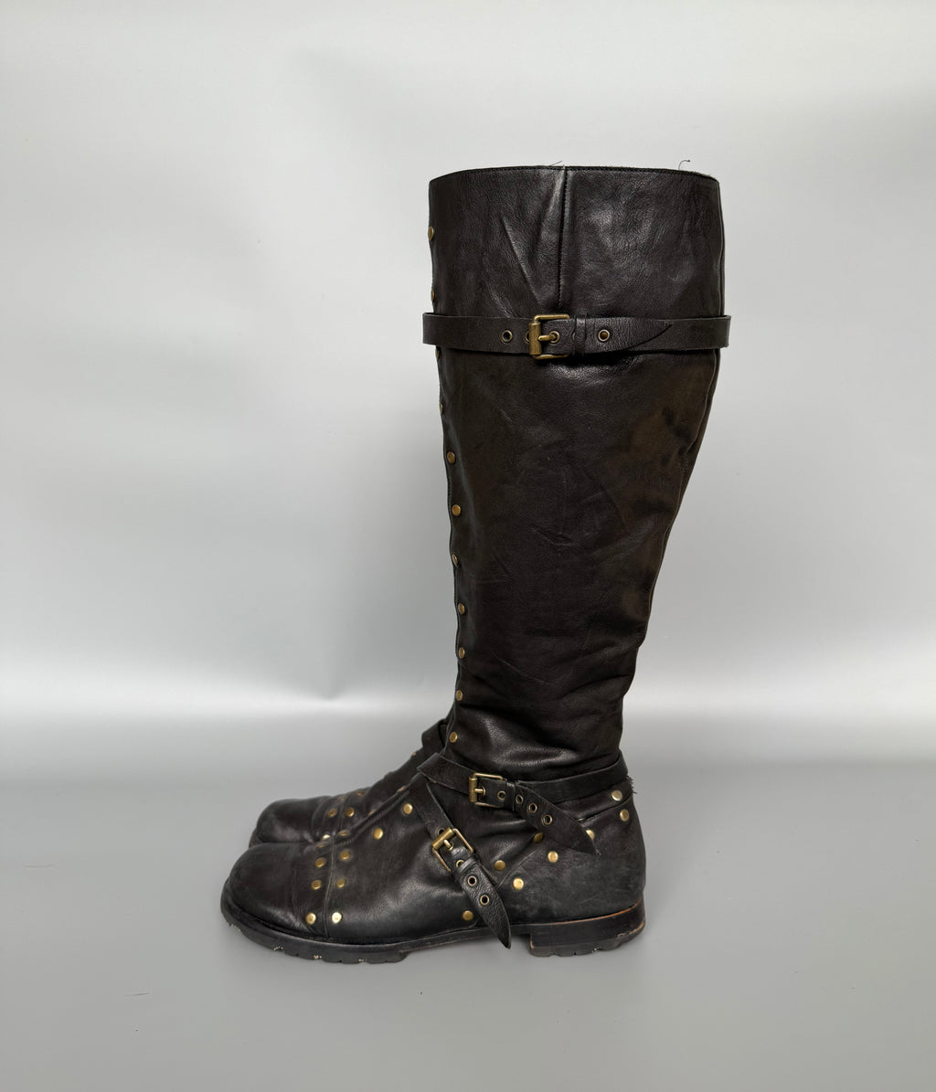 Studs Leather Boots