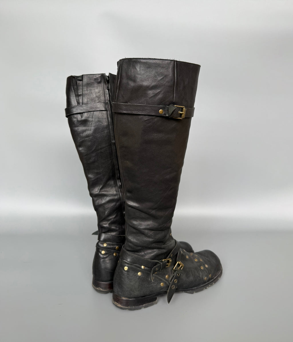 Studs Leather Boots
