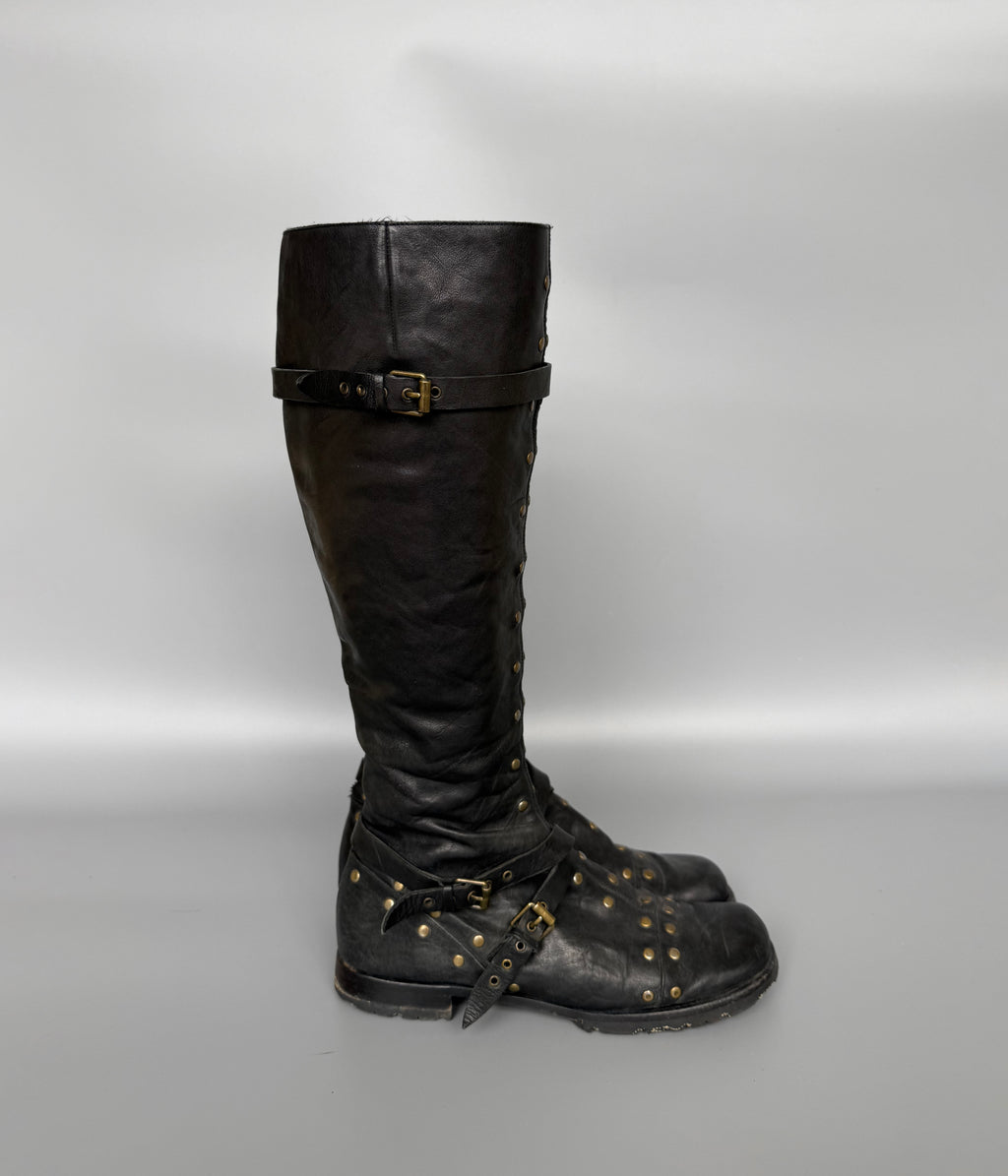 Studs Leather Boots