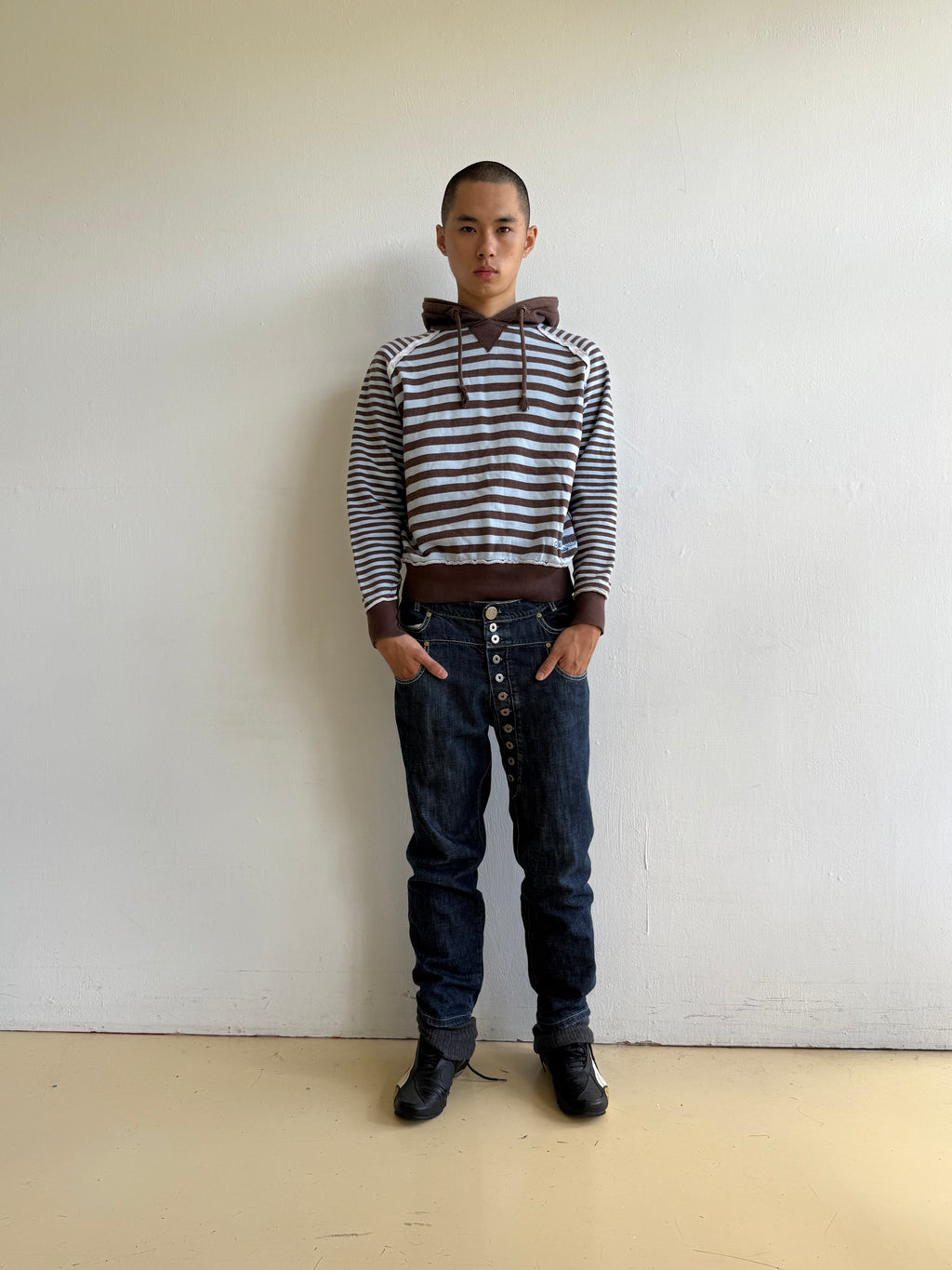 Baby Blue & Brown Striped Hoodie