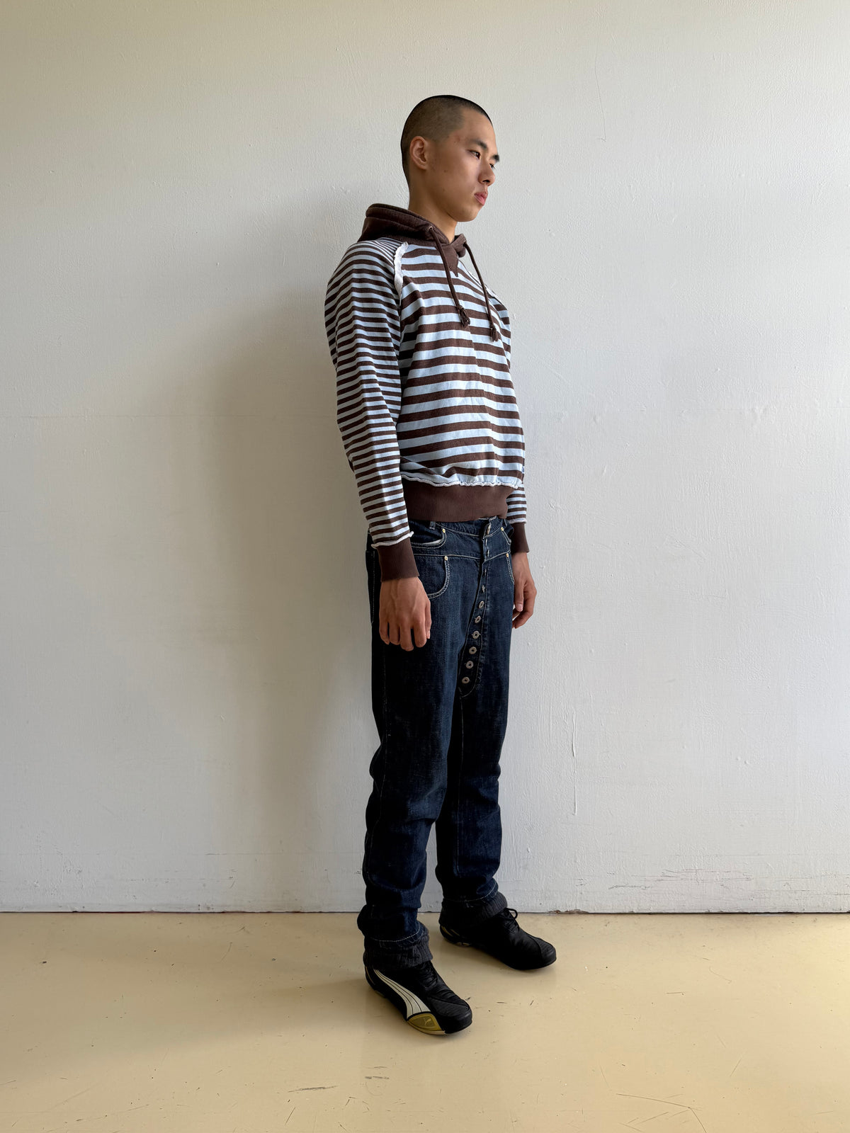 Baby Blue & Brown Striped Hoodie