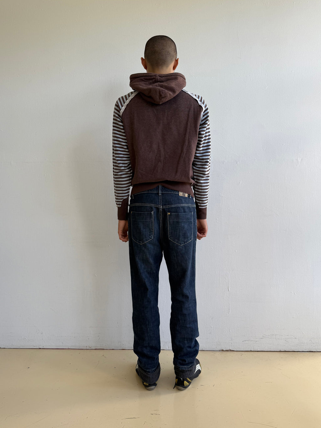 Baby Blue & Brown Striped Hoodie