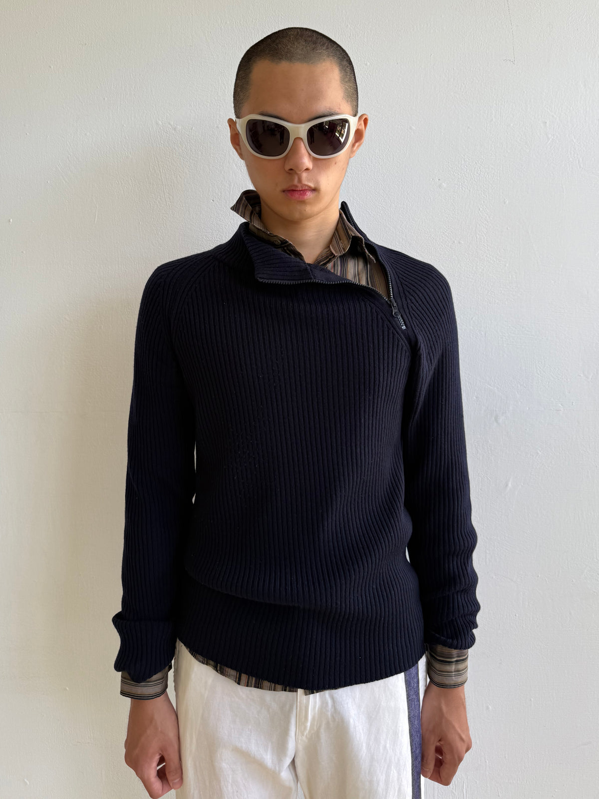 Emporio Armani Navy Zip Up Jumper