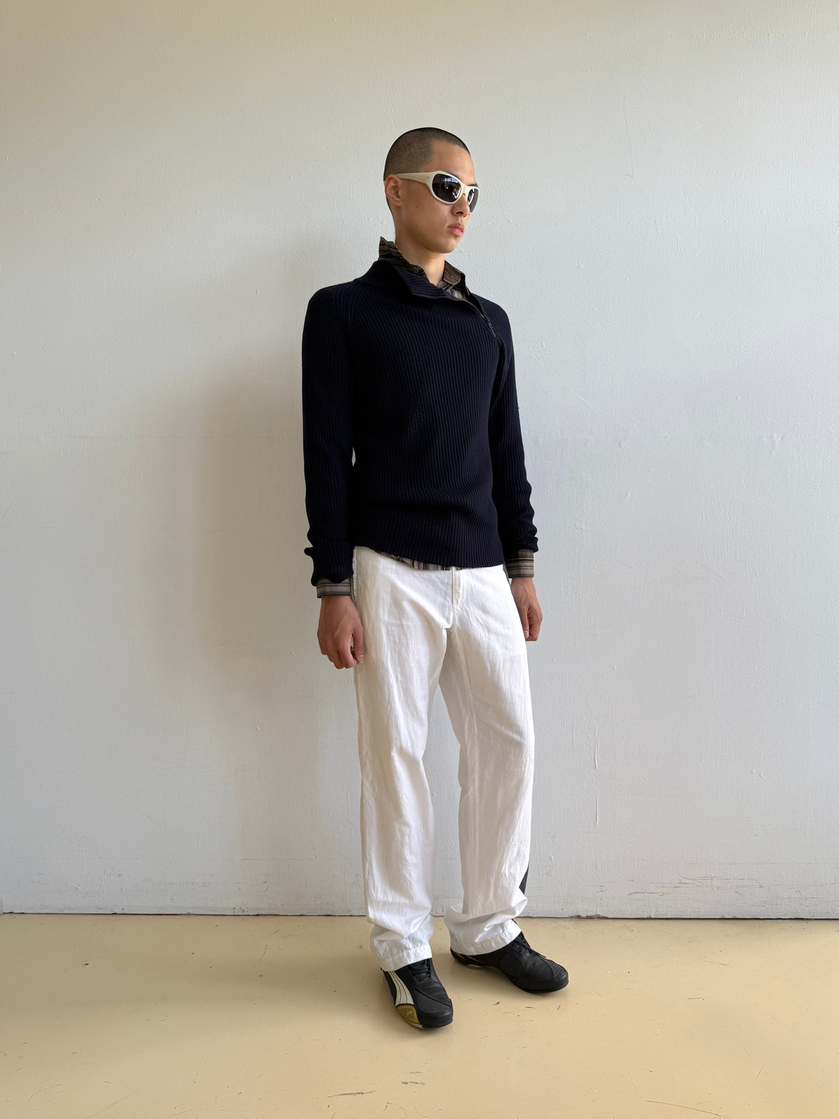 E-Paly White Cotton Pants