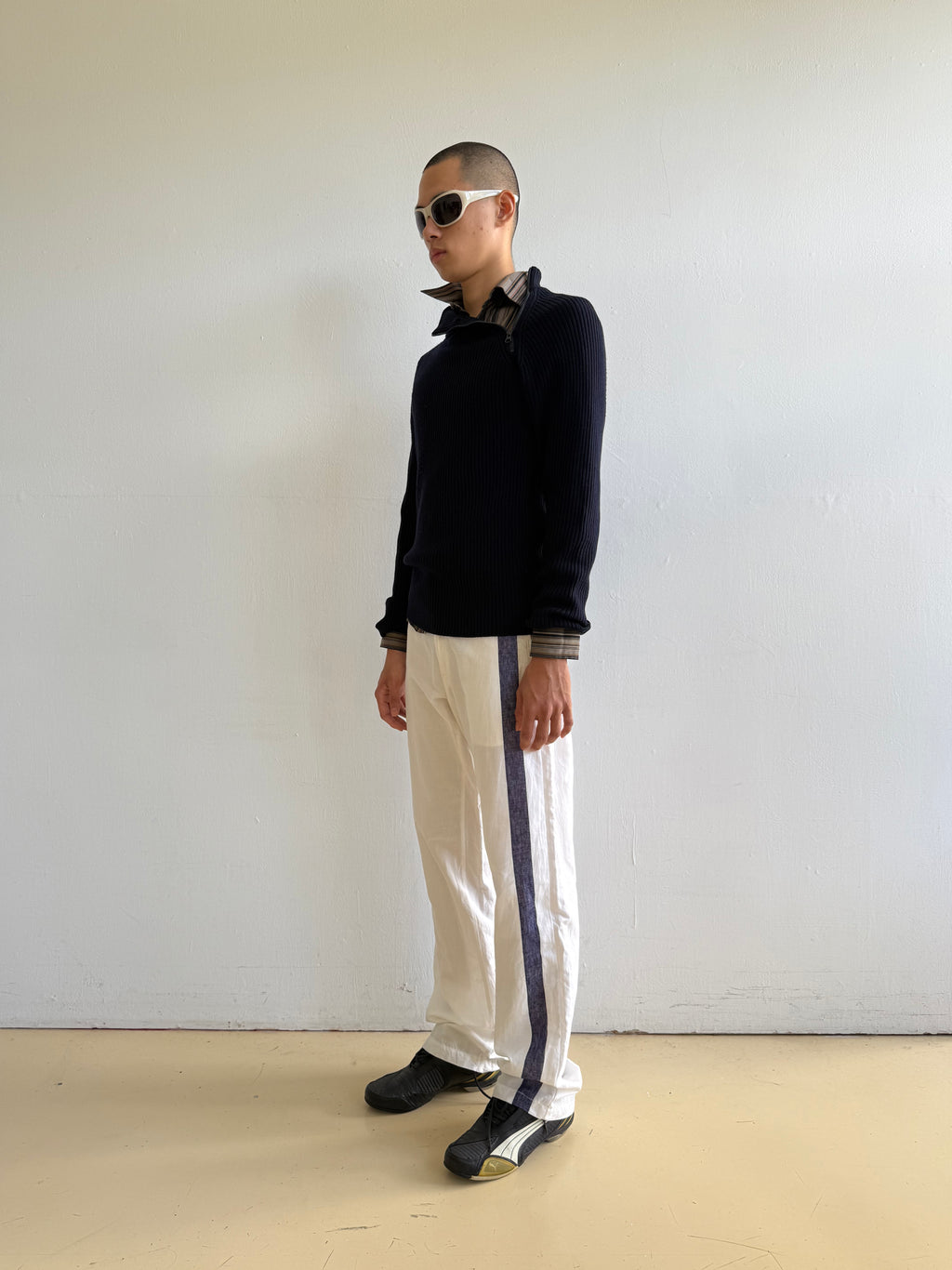 E-Paly White Cotton Pants