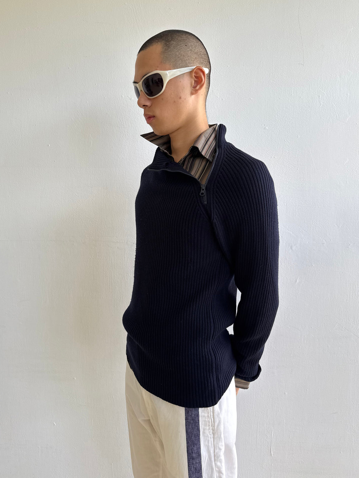 Emporio Armani Navy Zip Up Jumper