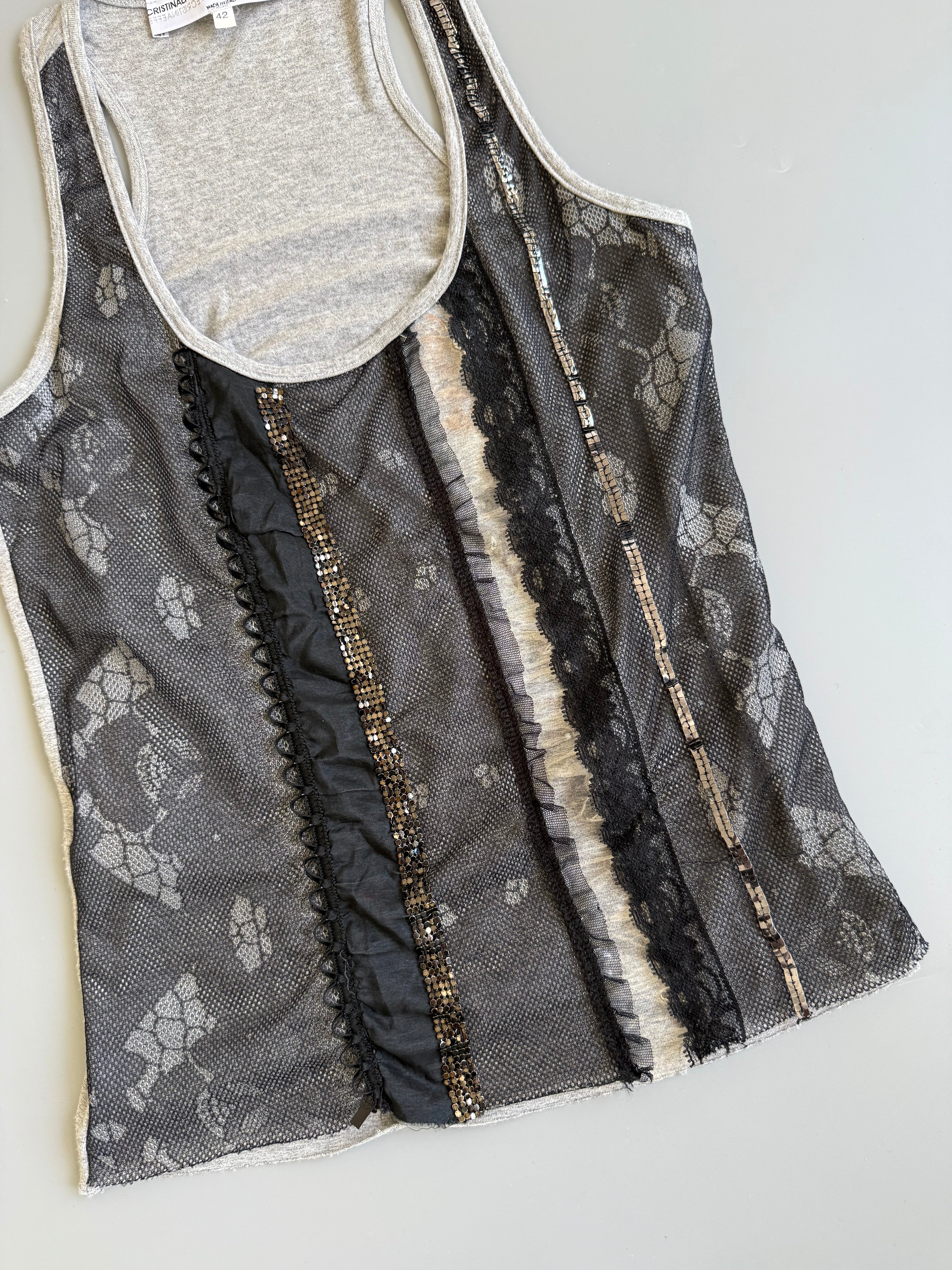 Mixed Material Tank Top