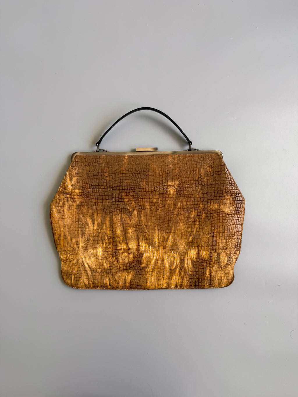 Jean Colonna Yellow Crocodile Print Handbag