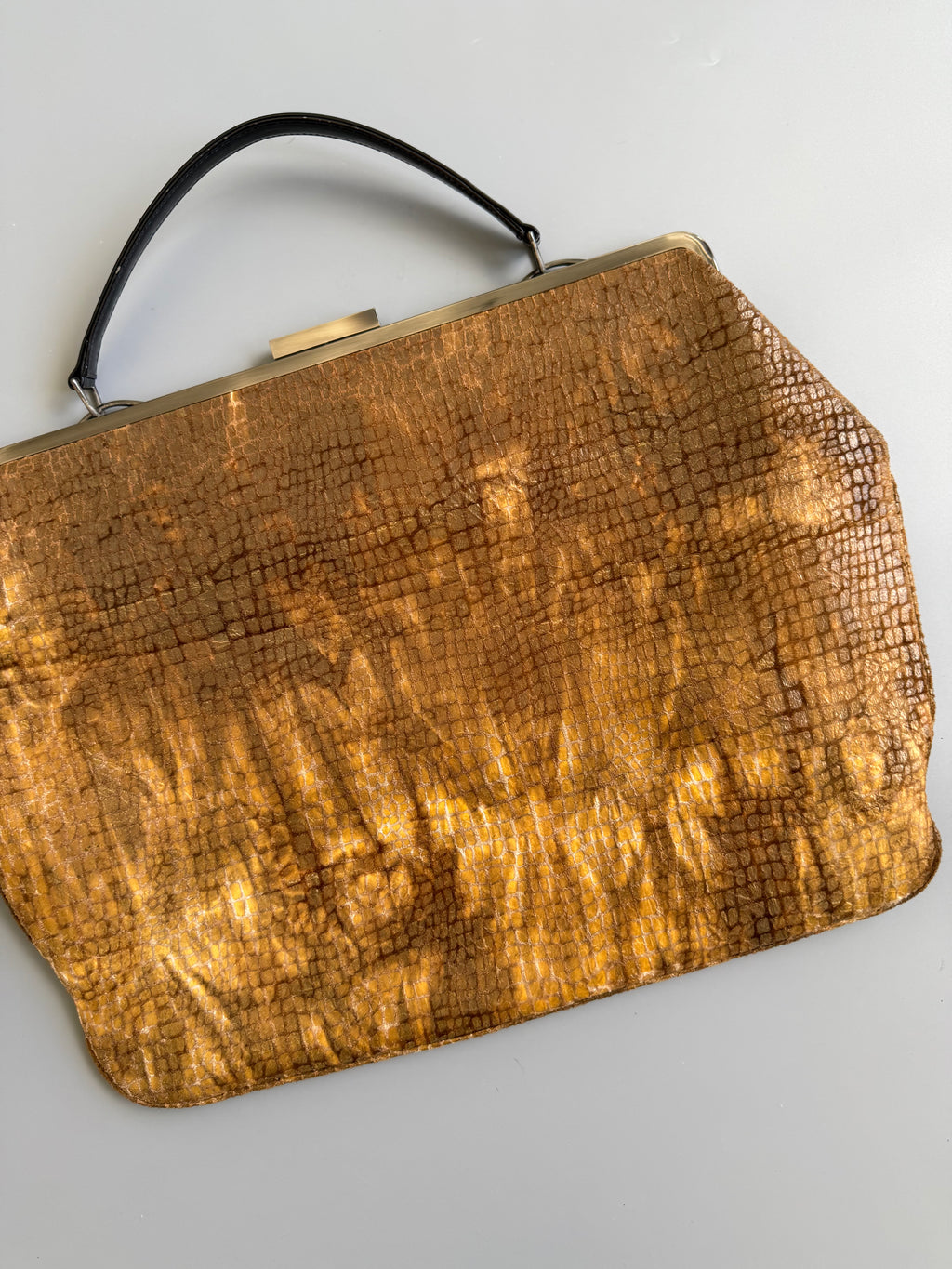 Jean Colonna Yellow Crocodile Print Handbag