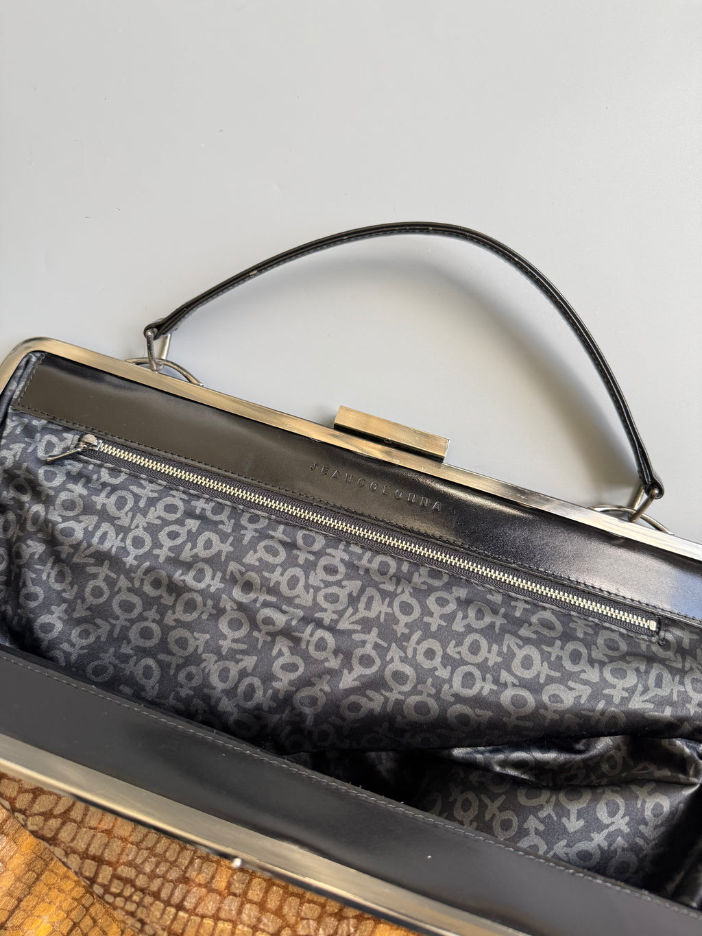 Jean Colonna Yellow Crocodile Print Handbag