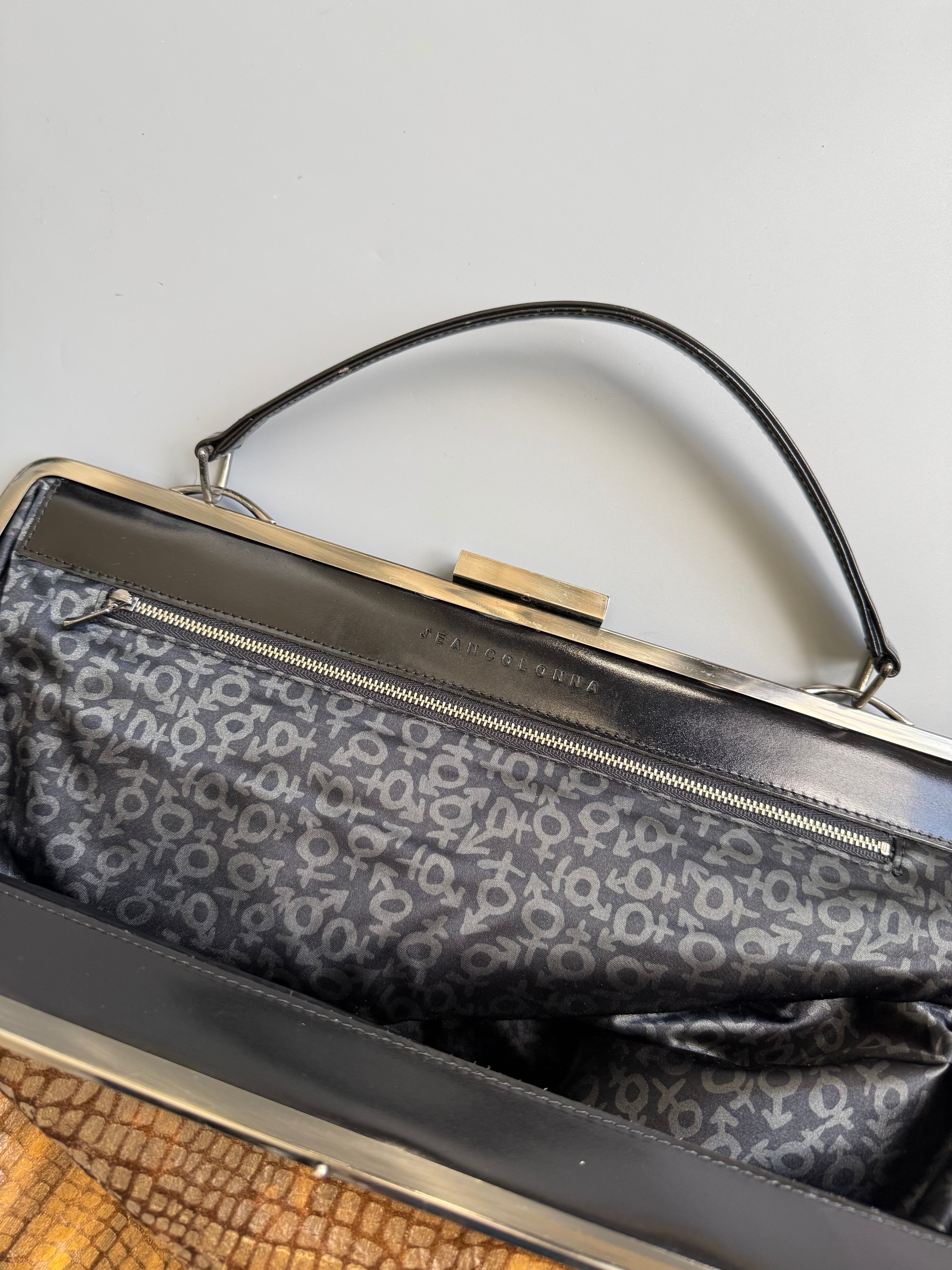 Jean Colonna Yellow Crocodile Print Handbag