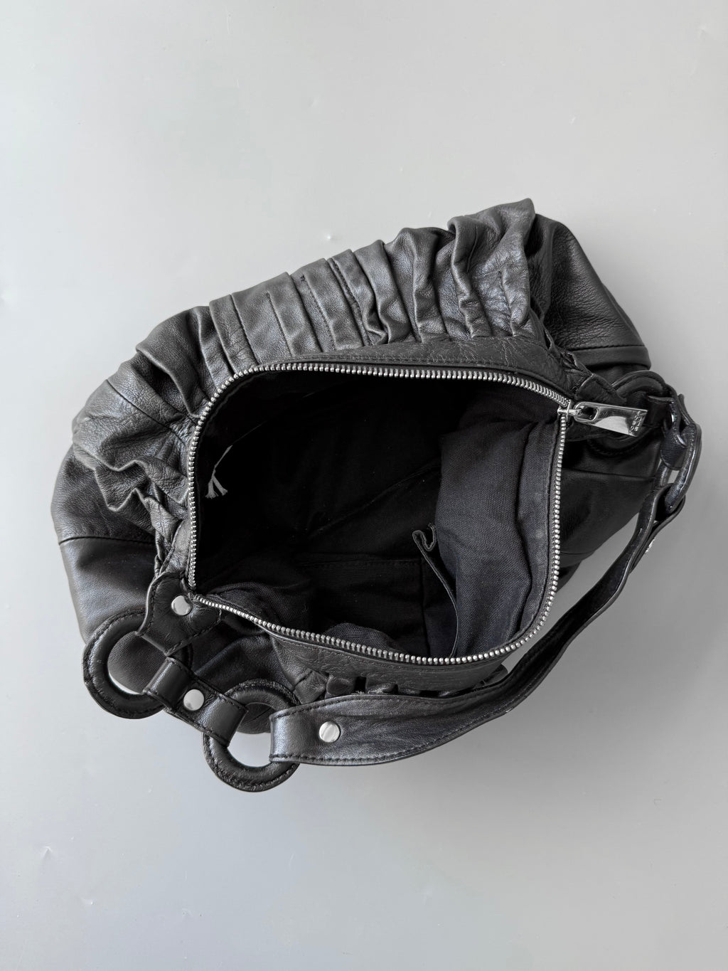 Black Lamb Leather Shoulder Bag