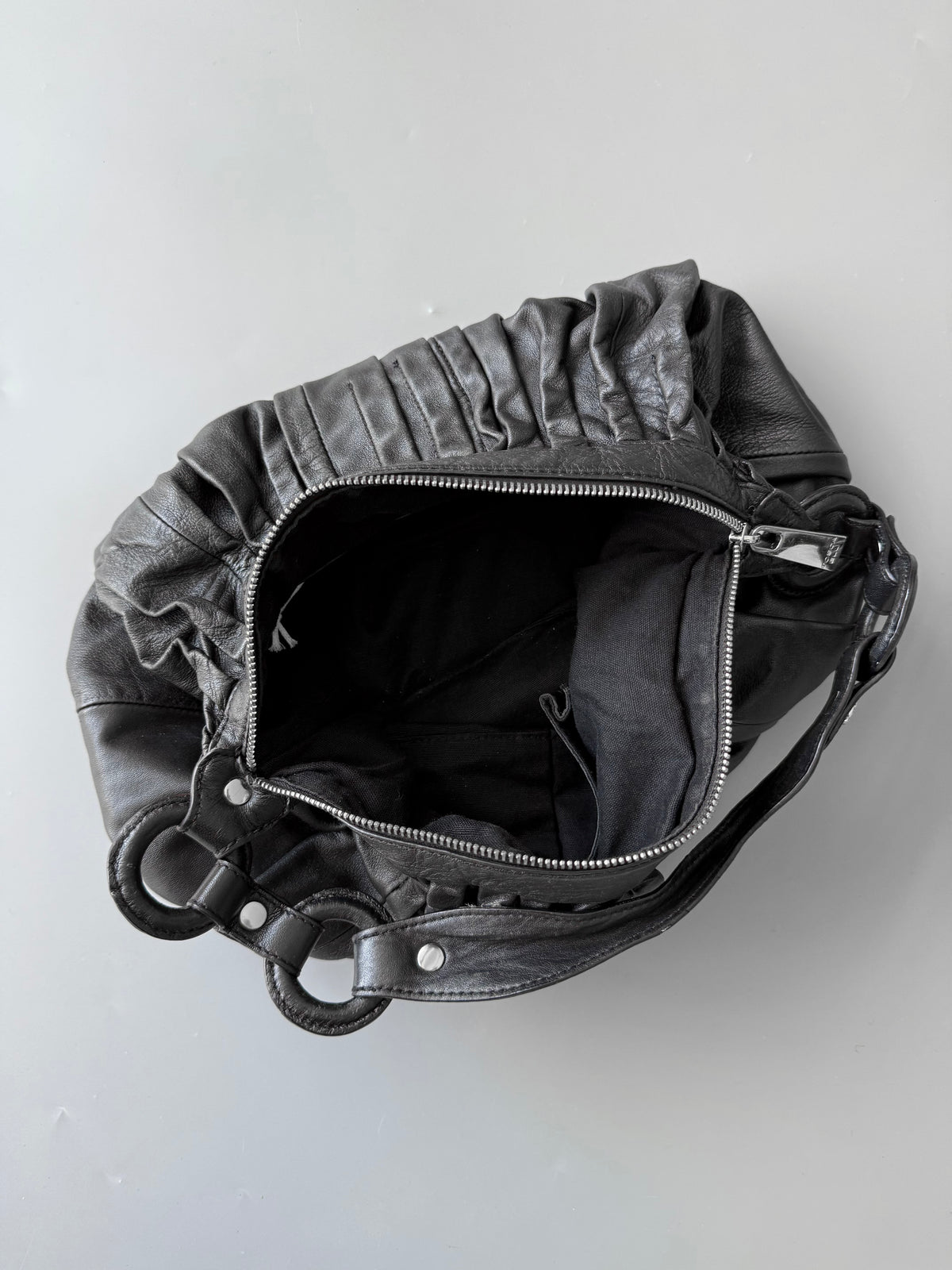 Black Lamb Leather Shoulder Bag