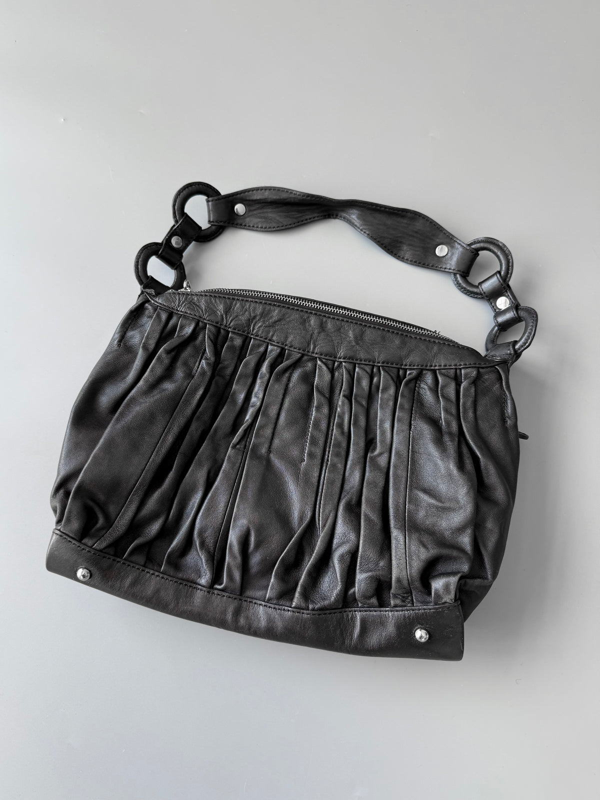 Black Lamb Leather Shoulder Bag