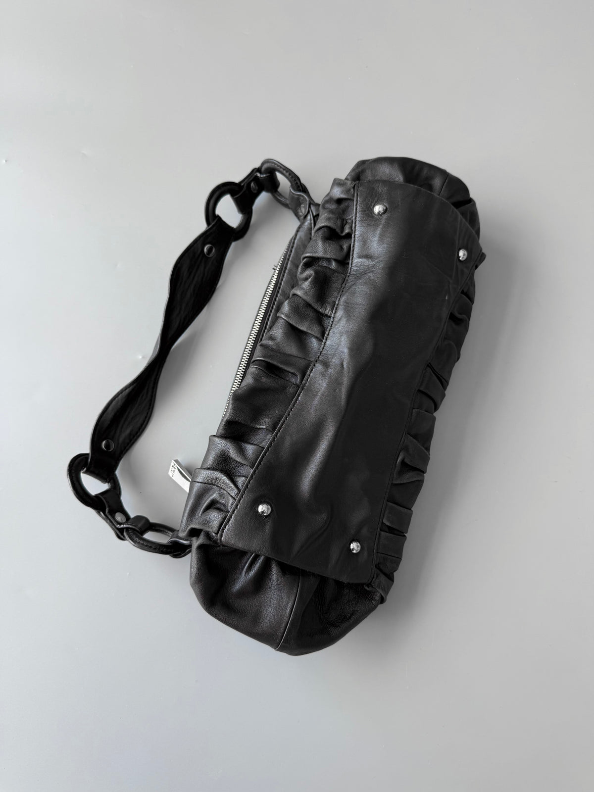 Black Lamb Leather Shoulder Bag