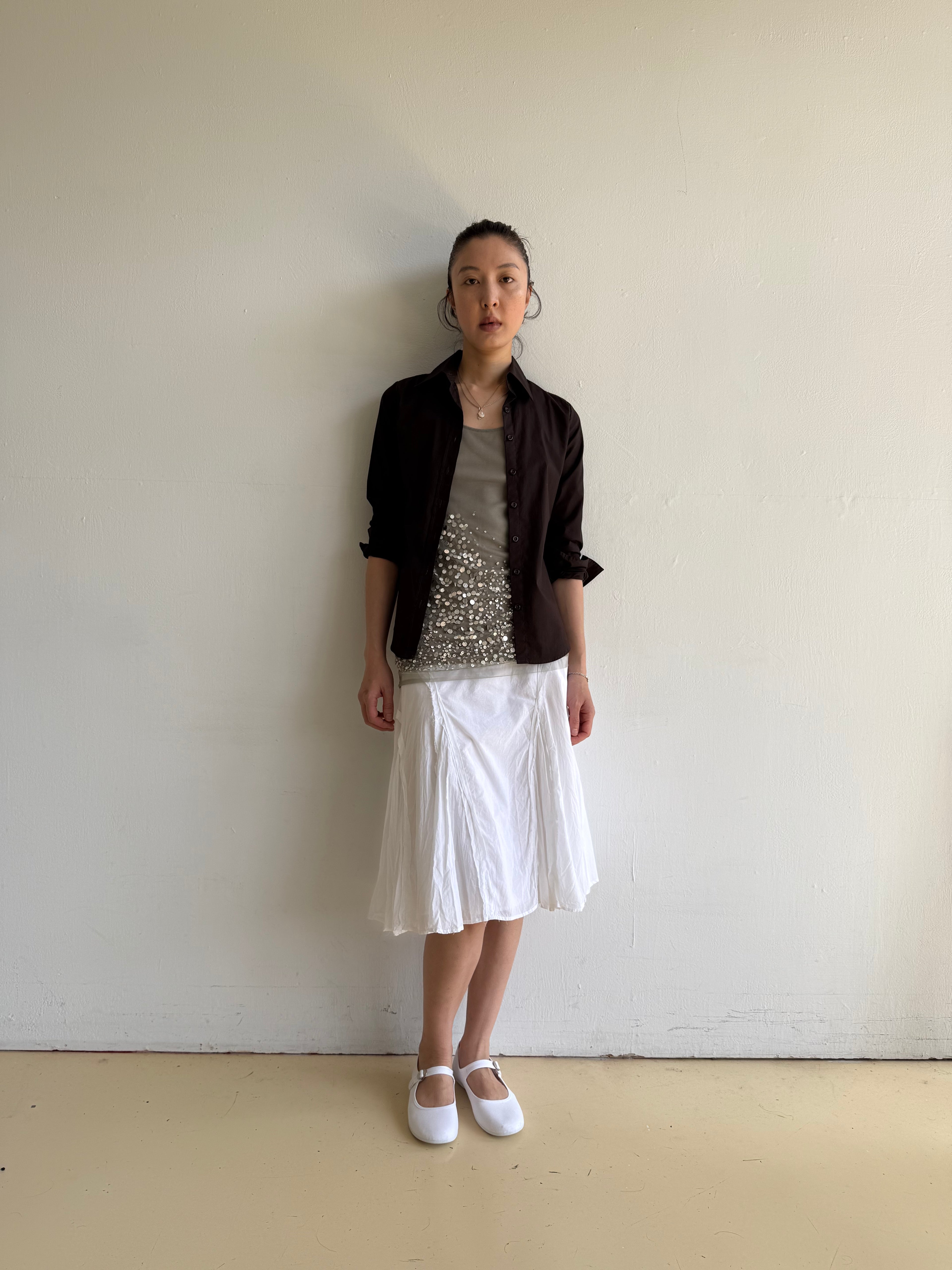 Olive Green Sheer Layered Sequin Vest