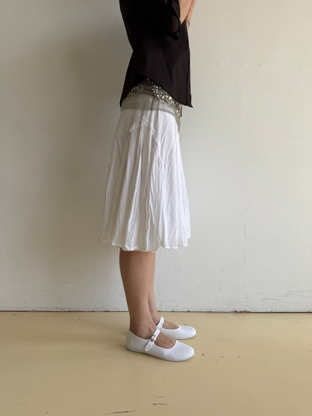 White Cotton Flare Skirt
