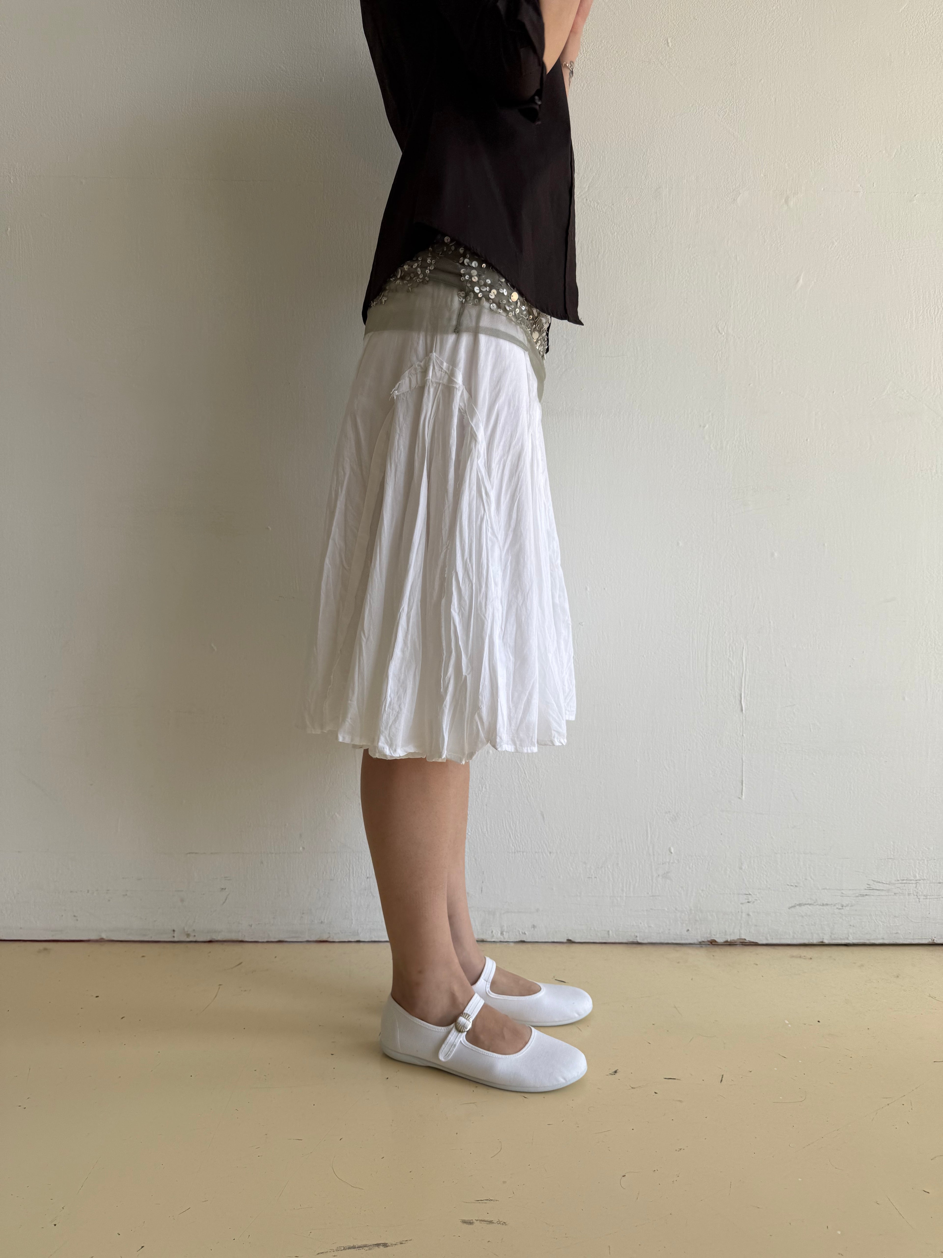 White Cotton Flare Skirt