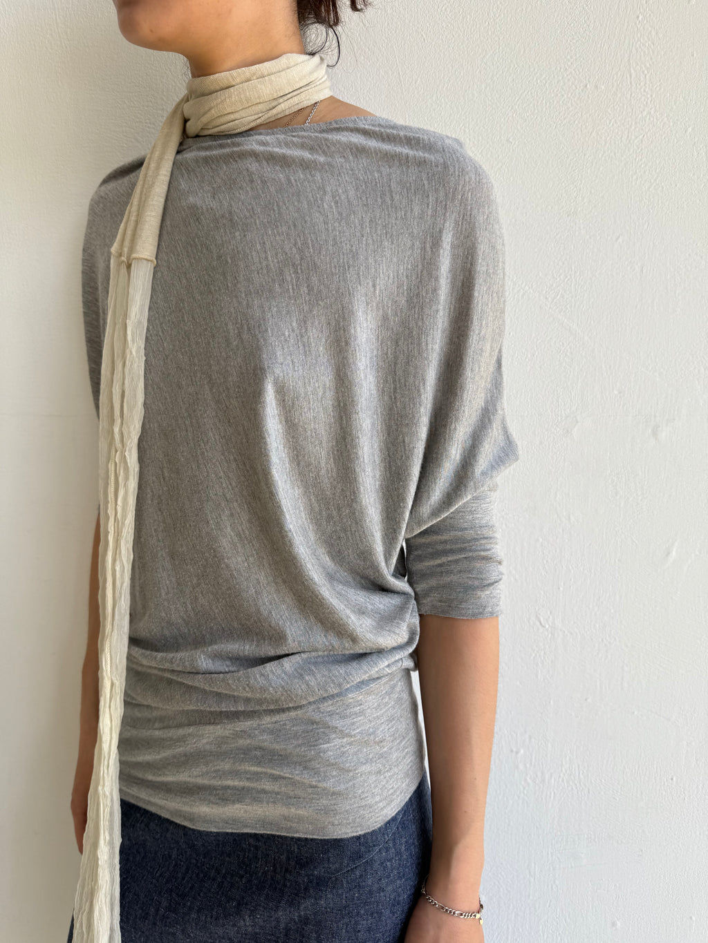 Grey Cotton Asymmetric Top