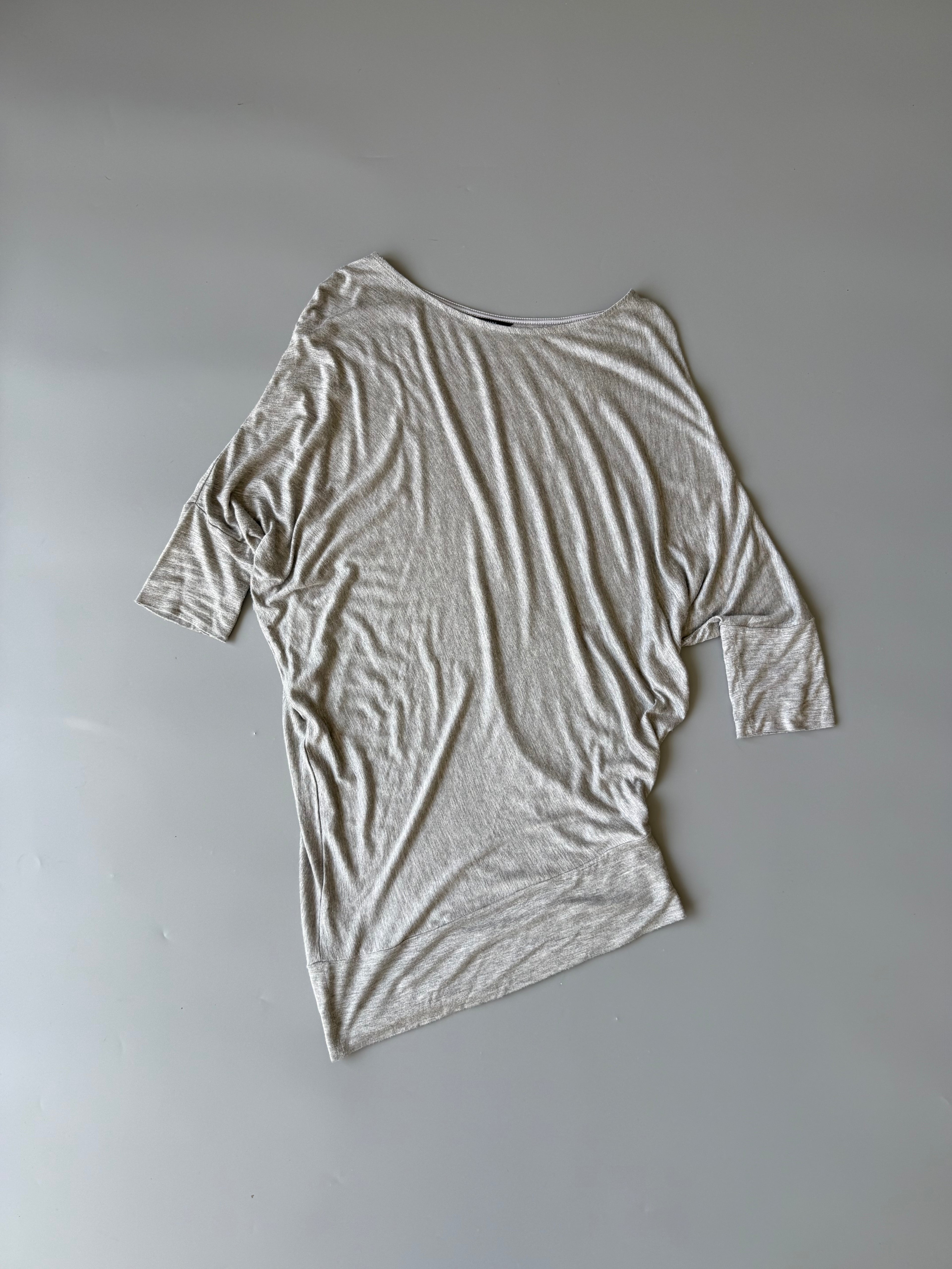 Grey Cotton Asymmetric Top
