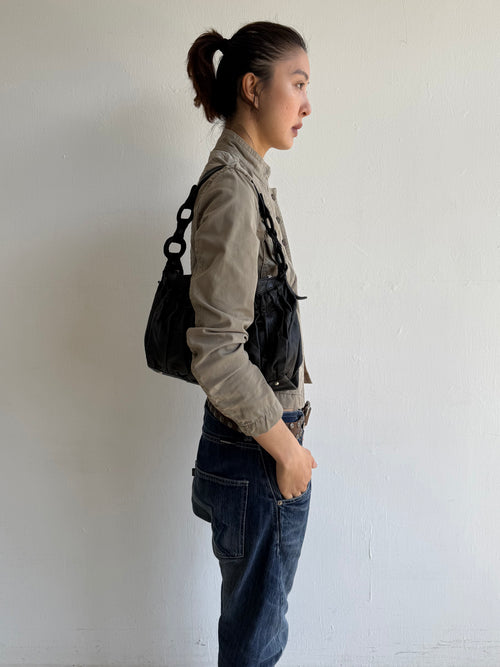 Black Lamb Leather Shoulder Bag
