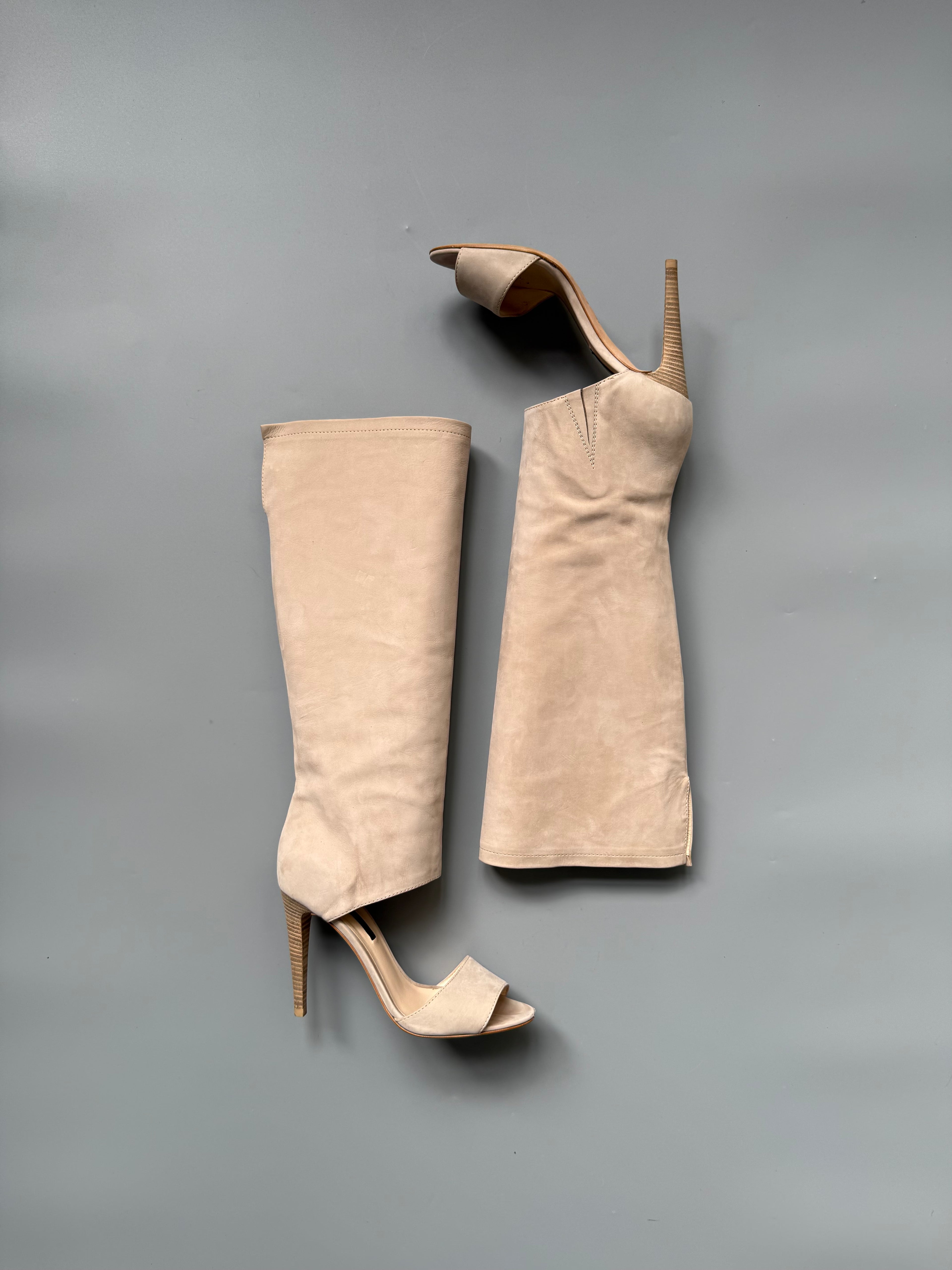 Suede Open Toe Boots