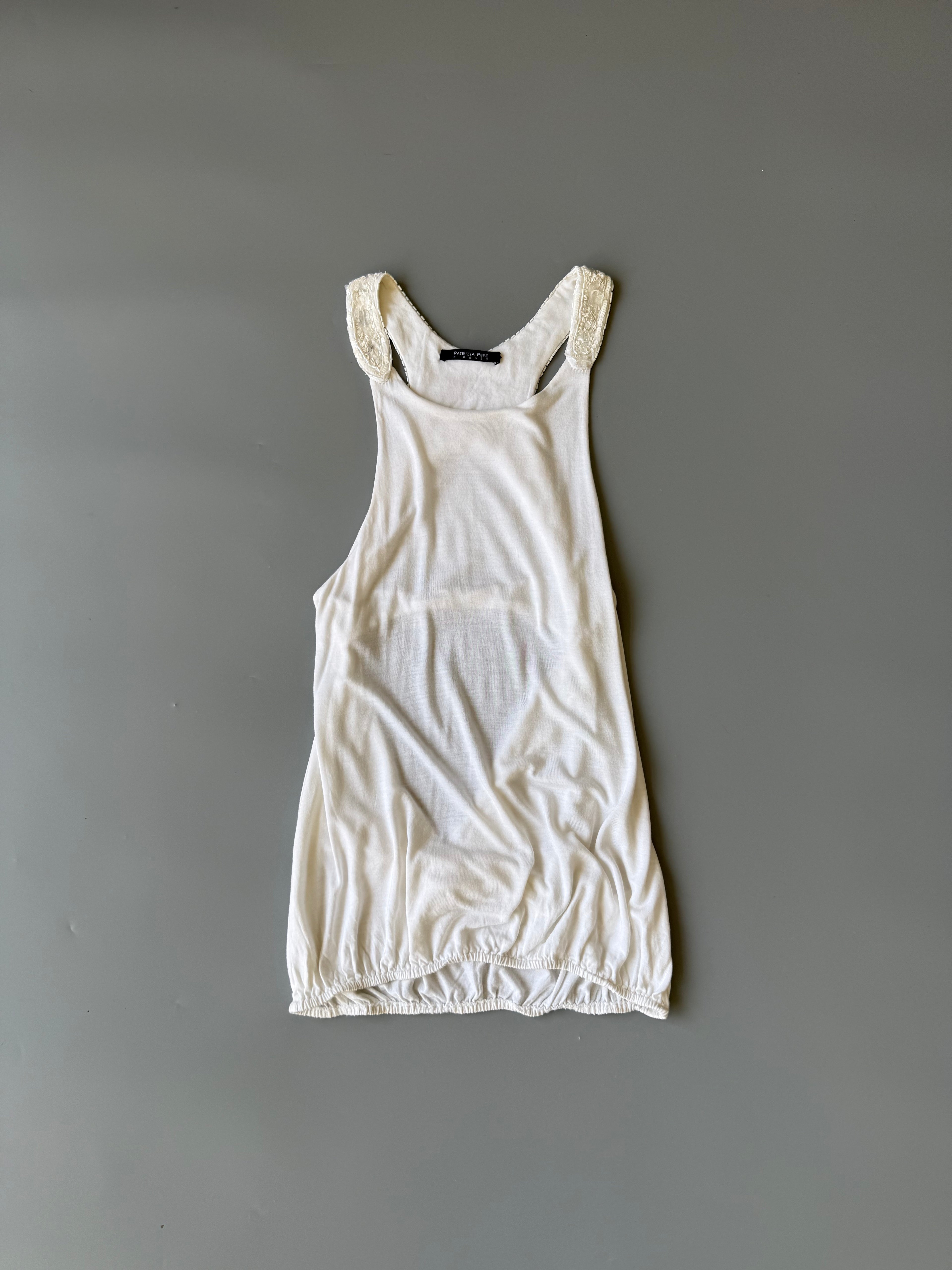 White Cotton Sequin Vest