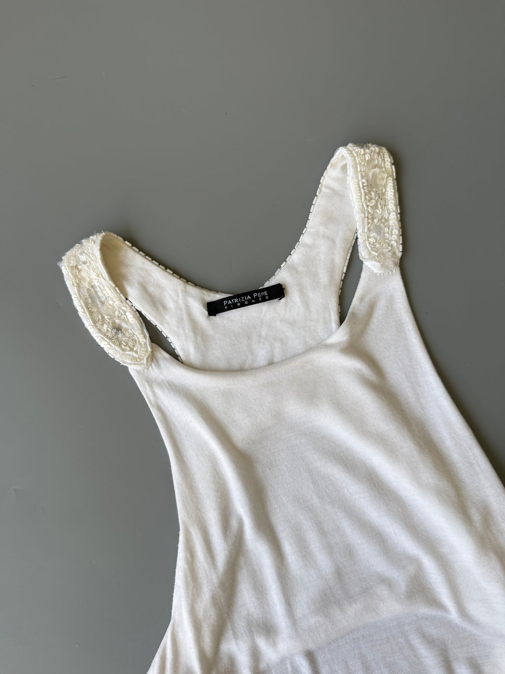 White Cotton Sequin Vest