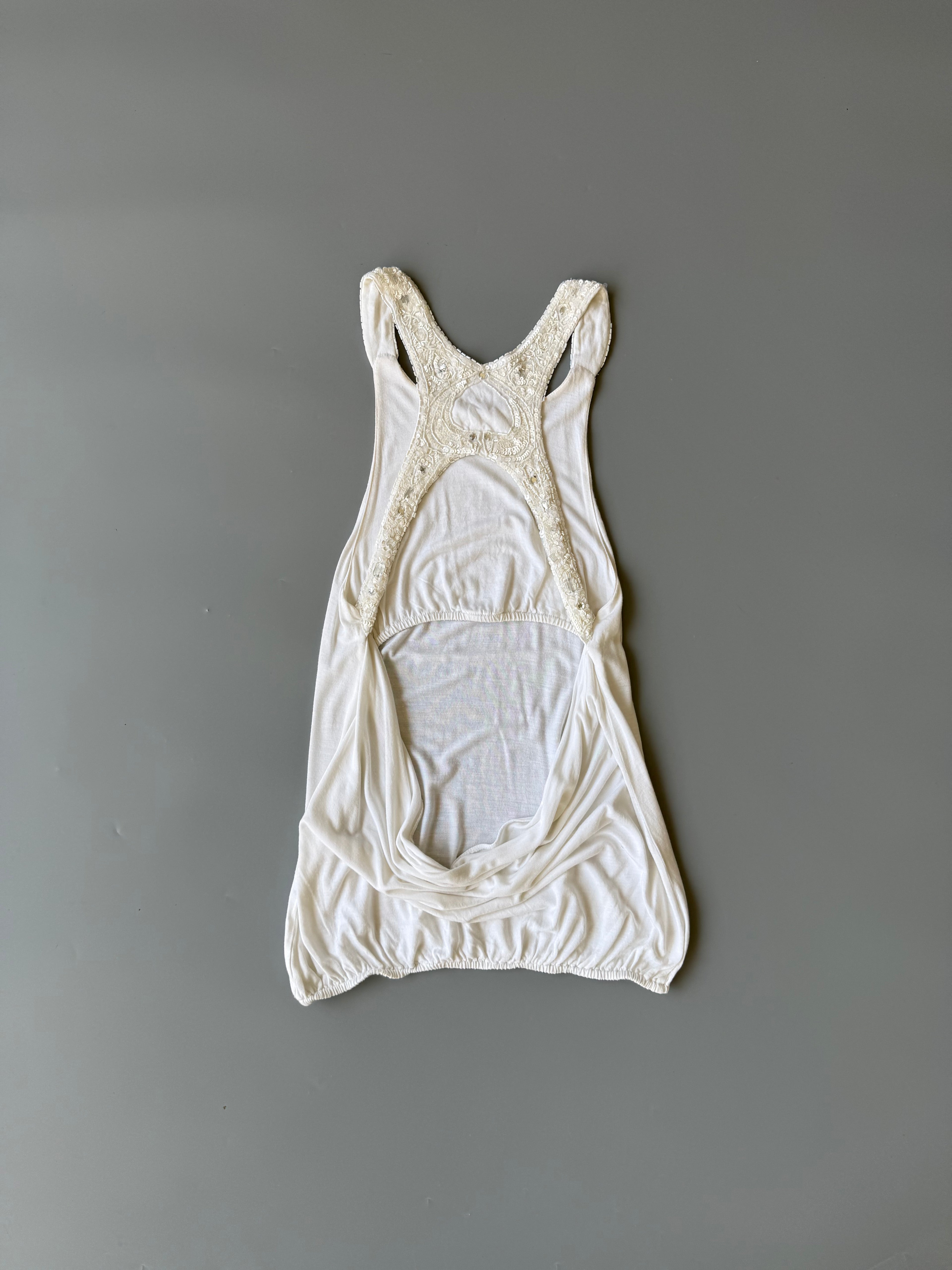 White Cotton Sequin Vest